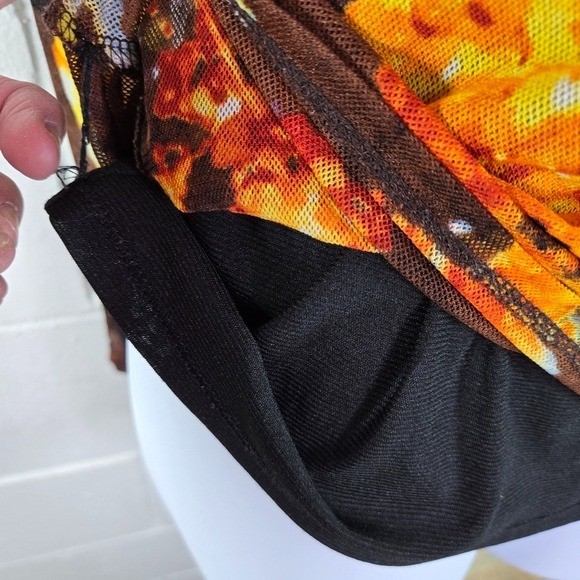 Vtg Y2k Vivienne Tam Micromesh Grunge Club Black Floral Shirt women’s xs