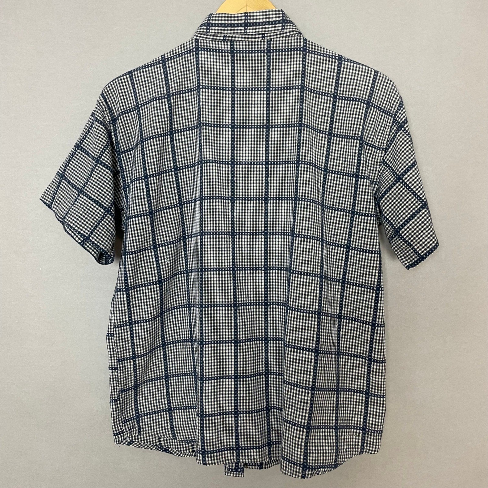 Vintage Gingham Shirt Floral Embroidery Women Size Large Cotton Country Twee Top