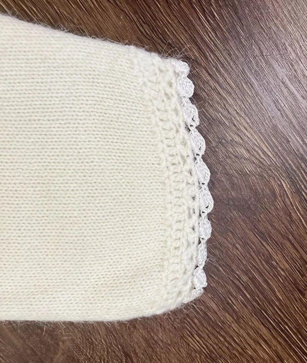 Vintage ’80s Koret Embellished Oversized Grandma Sweater Ivory Embroidery M/L