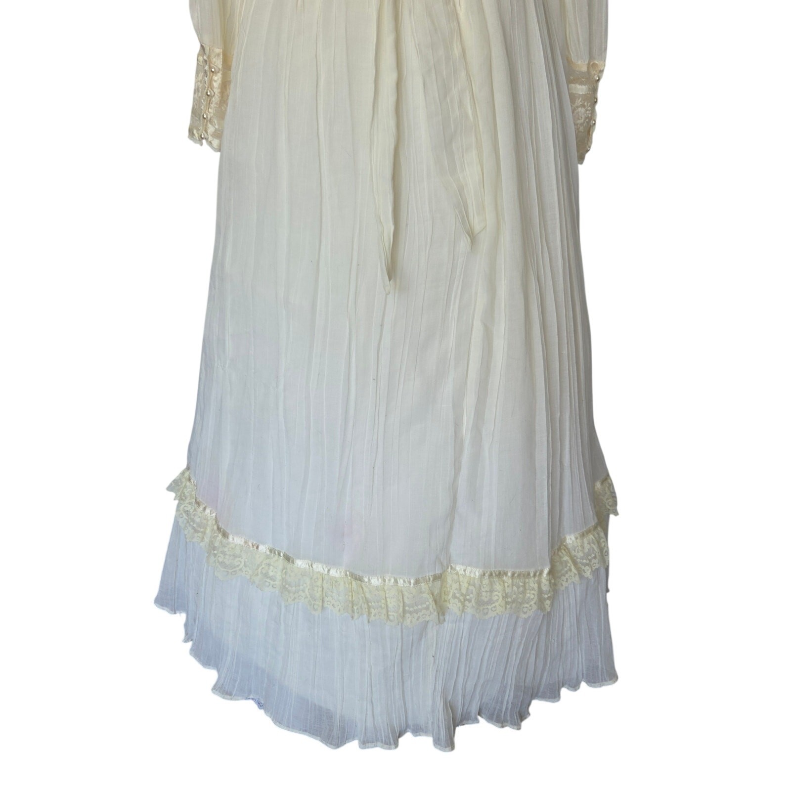 Gunne Sax Wedding Dress Size 11 Ivory Lace Vintage 70s Prairie Bridal Gown