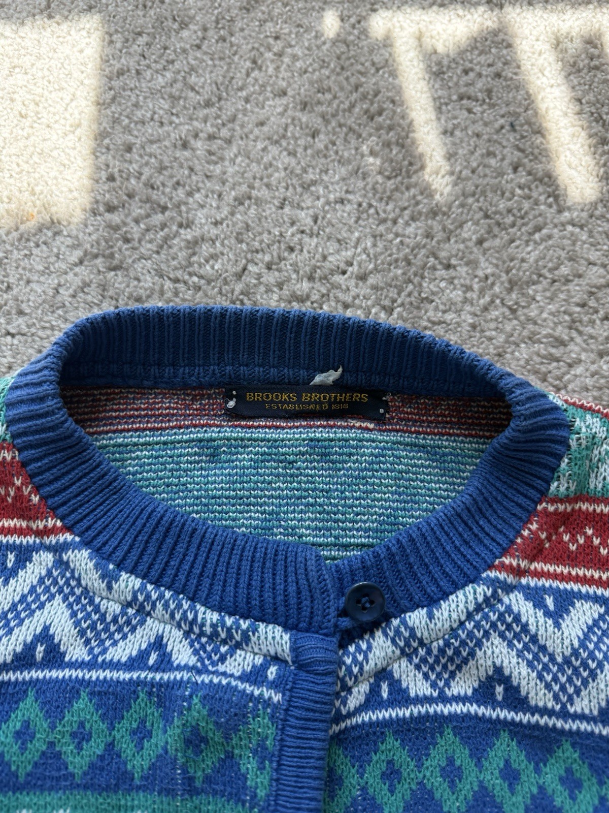 BROOKS BROTHERS Vintage Large Men’s Nordic Preppy Old Money Colorful Cardigan