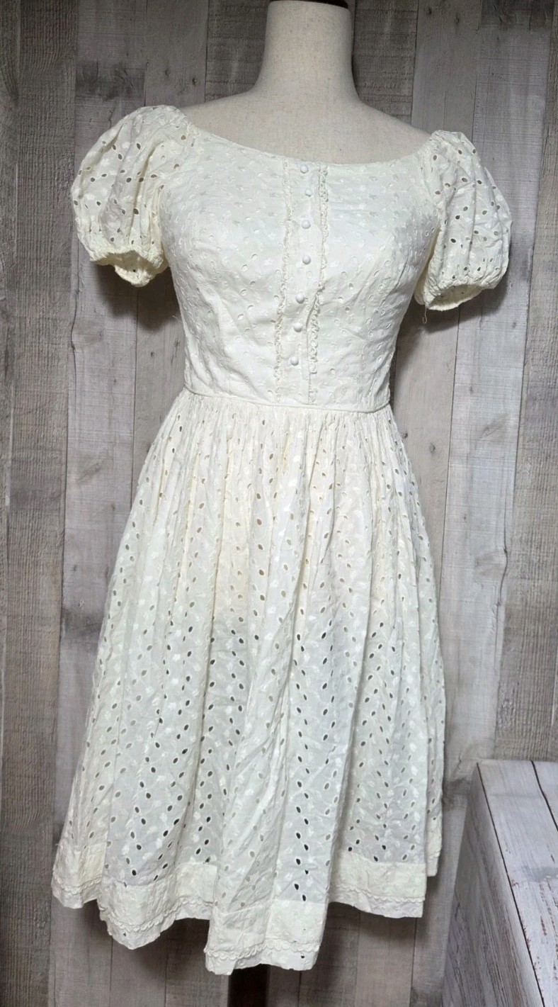 Vintage Candi Jones California Dress Cottagecore Prairie Lace XS