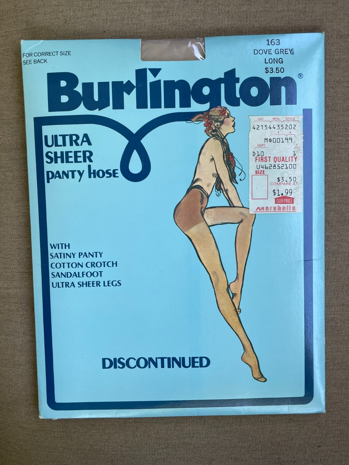 vintage Burlington Ultra Sheer Panty Hose stockings Dove Grey Long Discontinued