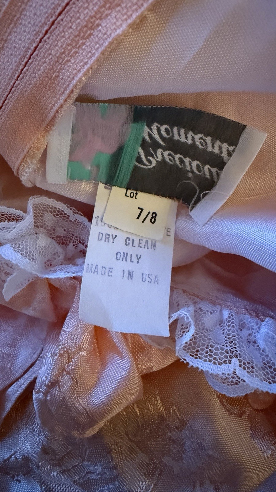 Precious Moments 1980s Peach Dress With Ruffles And Lace Size 7/8
