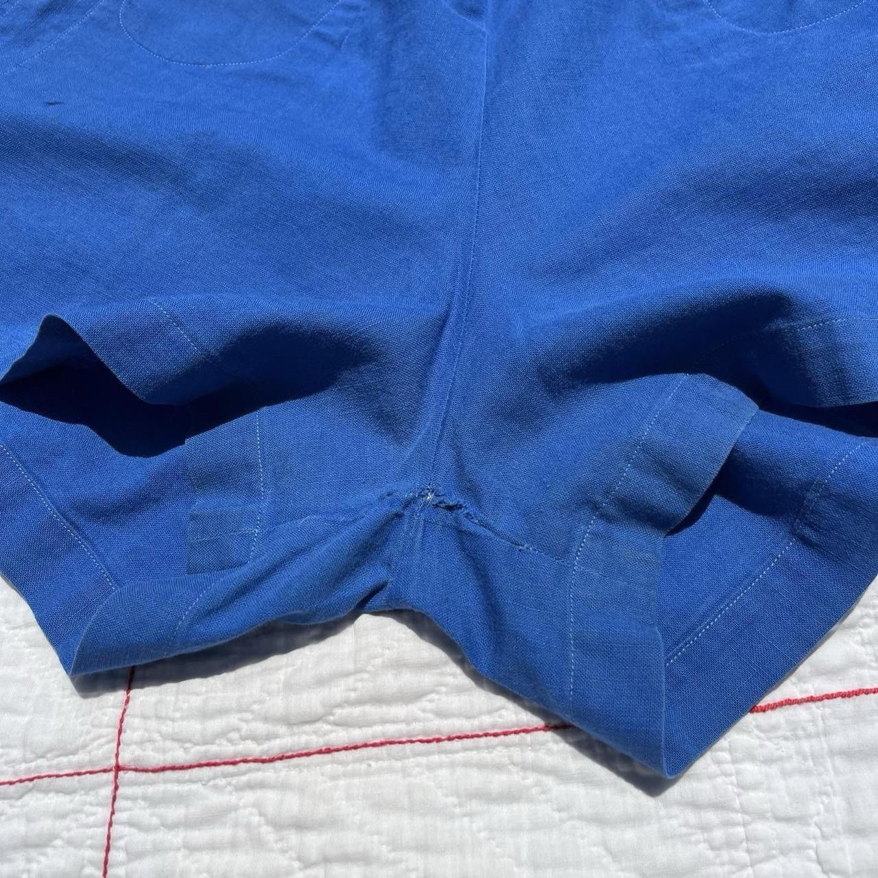 Vintage 1930s ~ 1940s Royal Blue High Waisted Cotton Shorts Side Zip Sportswear