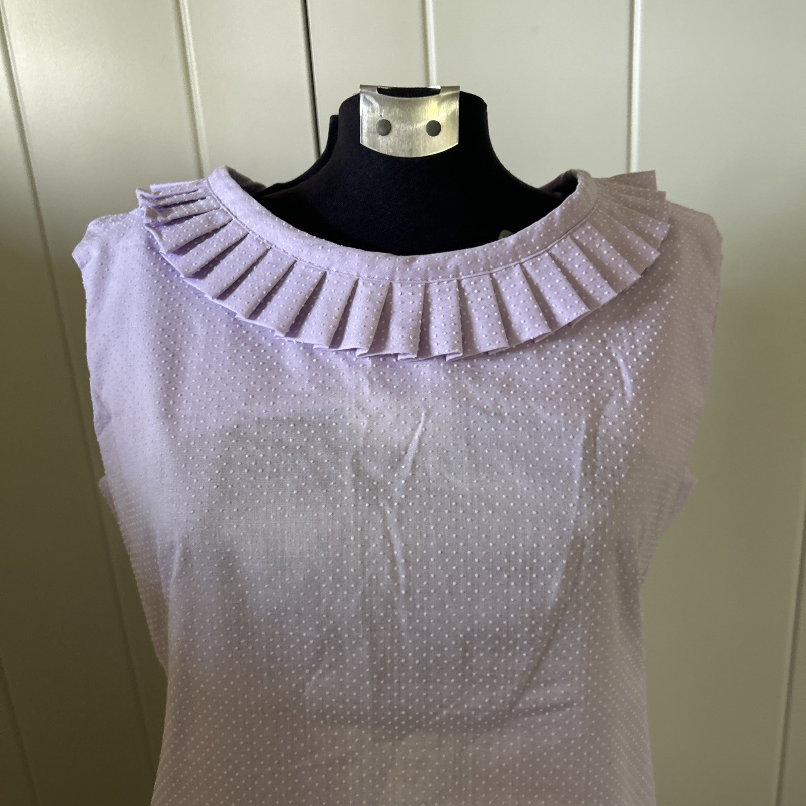 Vintage 1960’s Shaker Square By Bill Sims Pale Lavender Dotted Swiss Dress