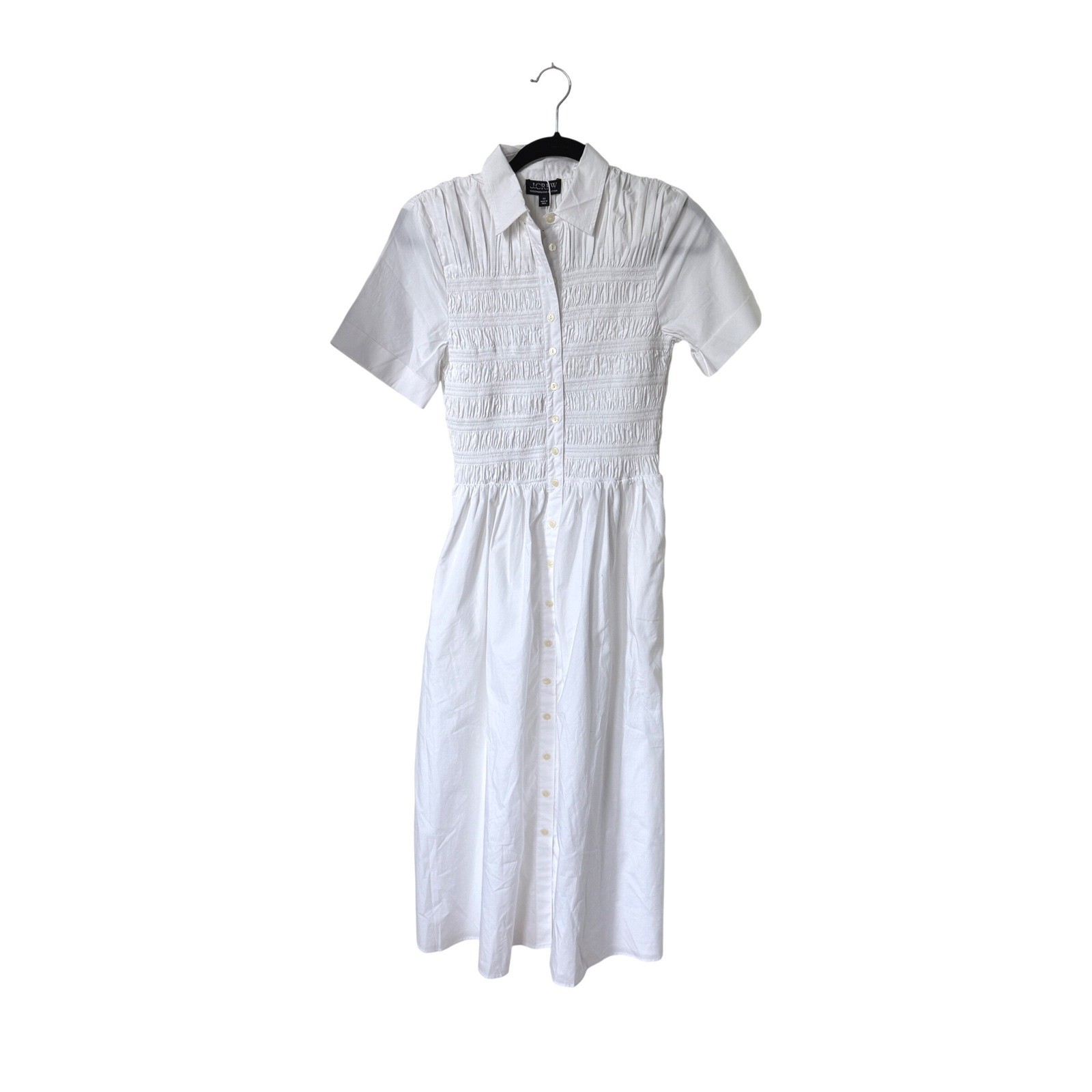 J CREW Elsie shirt-dress in cotton poplin white NWT size XS