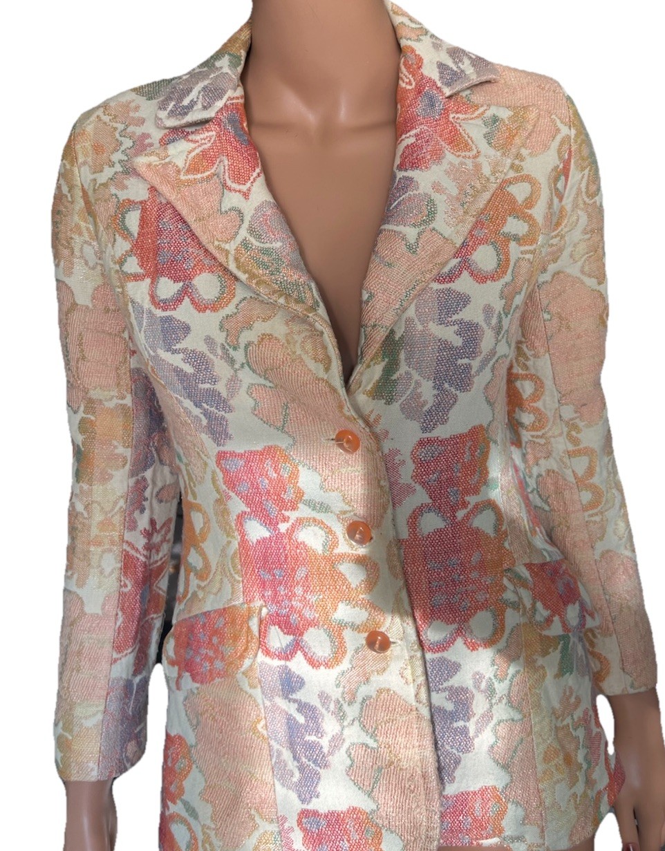 VTG 60s New Issues by Jonathan Logan Floral Tapestry Fitted Blazer Size Small