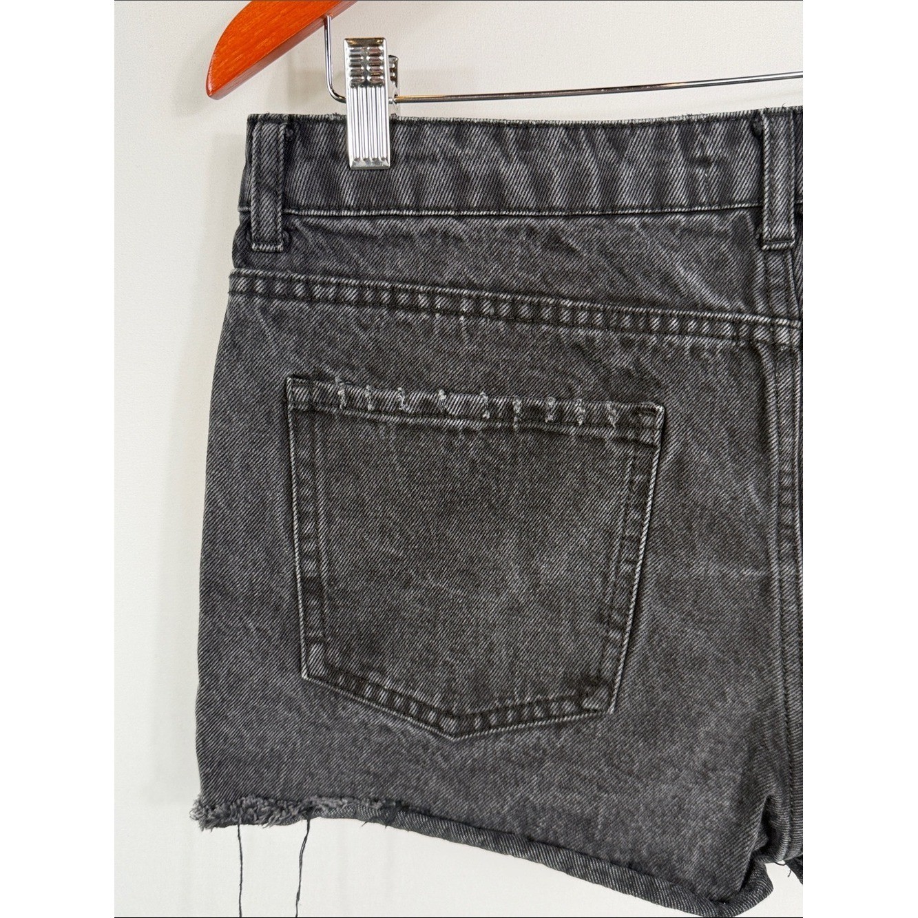 Forever 21 Black Distressed High-Rise Denim Shorts. Paint mark on back. Size 29