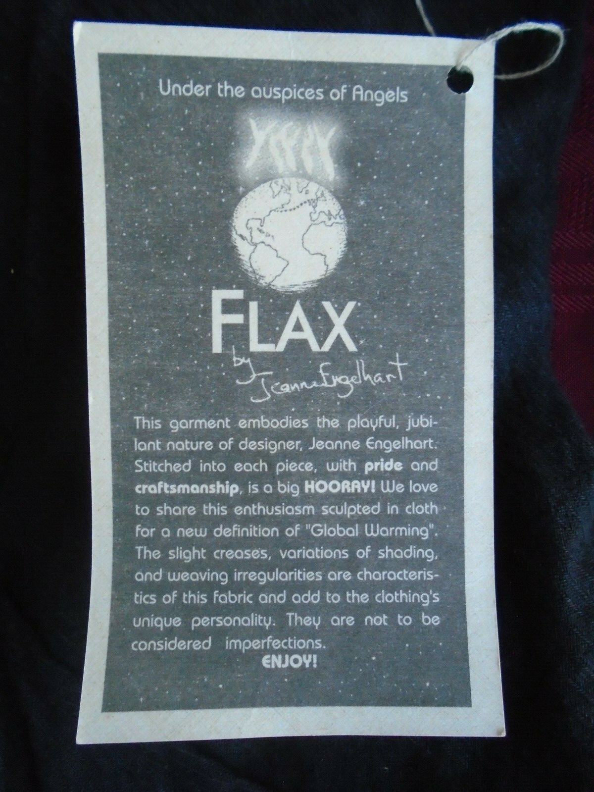NOS Vintage Classic Lagenlook FLAX Jeanne Englehart Black Linen Jacket New Large