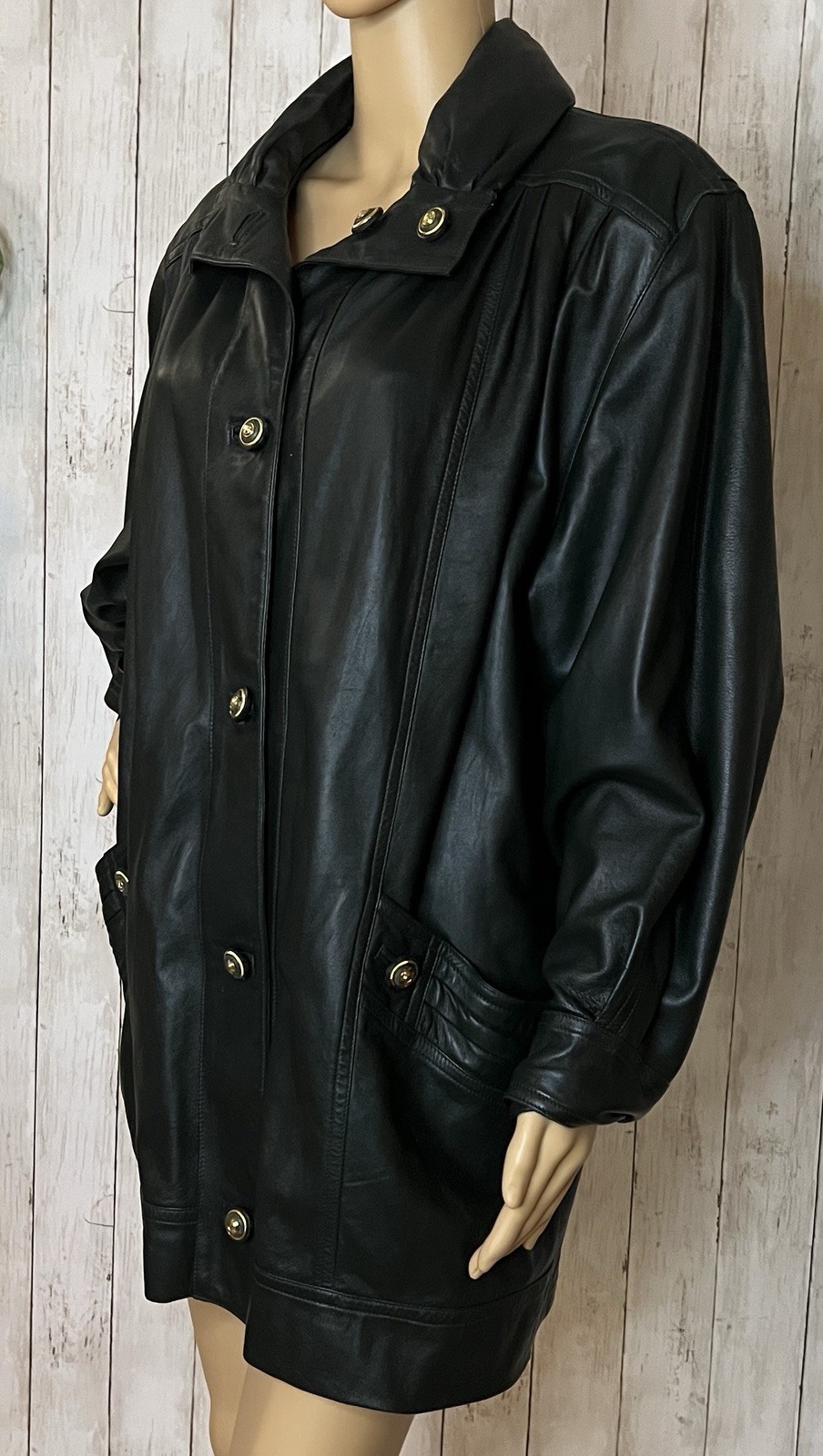 Black Leather Jacket Lightweight Coat Vera Pelle Medium Lined Italian Made