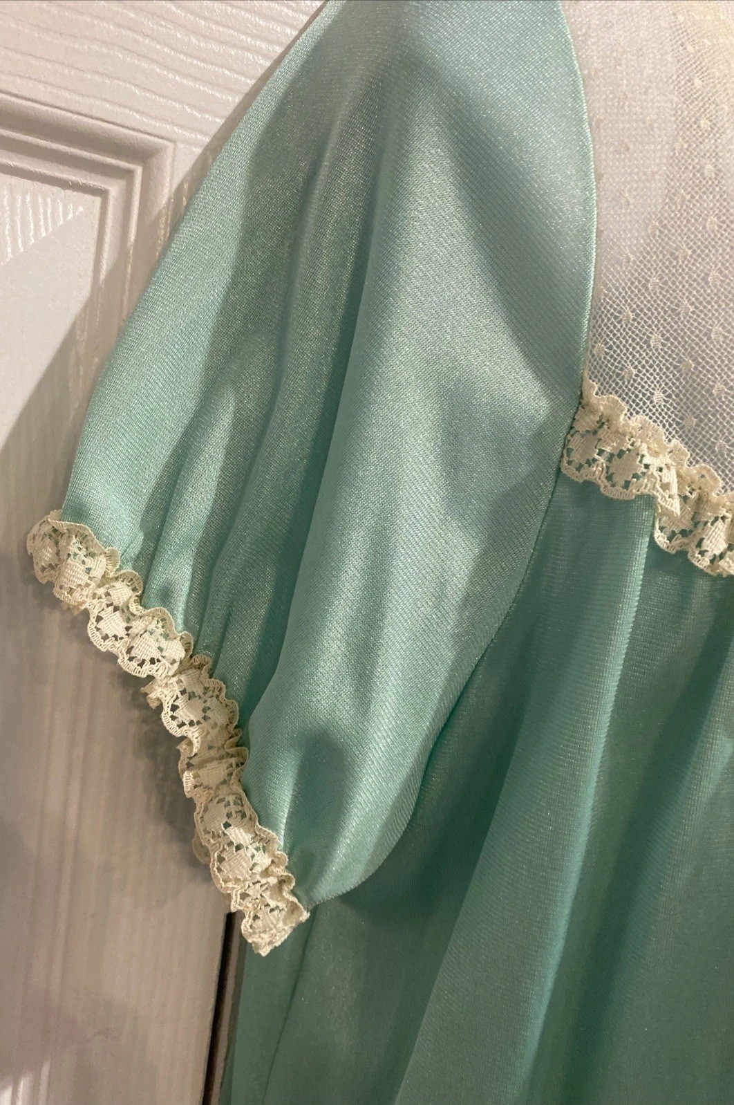 STARDUST VTG Intimate Lingerie Nightgown Robe Ensemble Laced Size M Mint Green