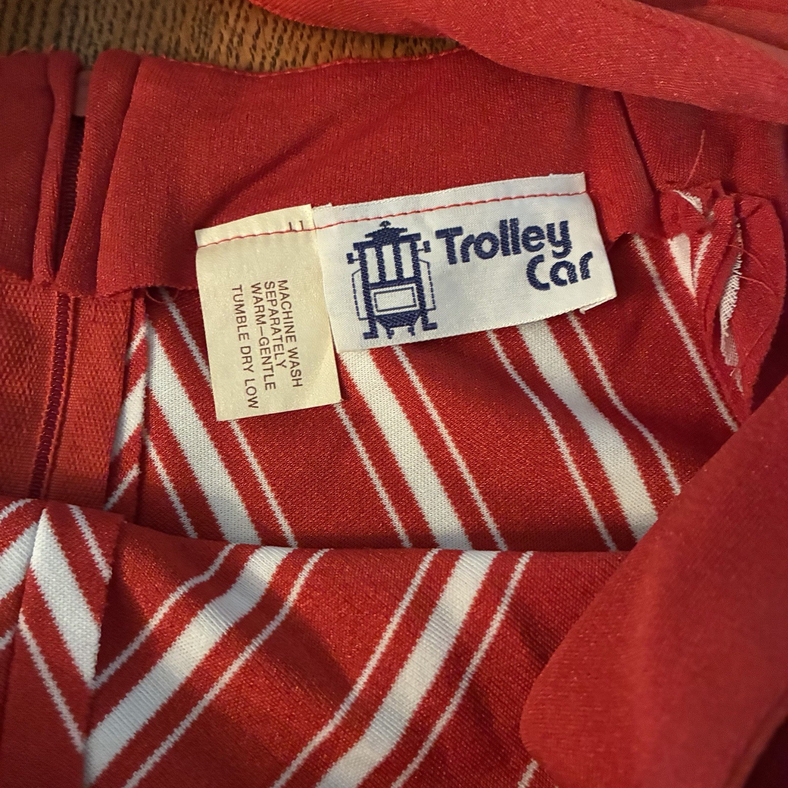Vintage Sleeveless Trolley Car Maxi Dress Candy Cane Chevron Stripes Small