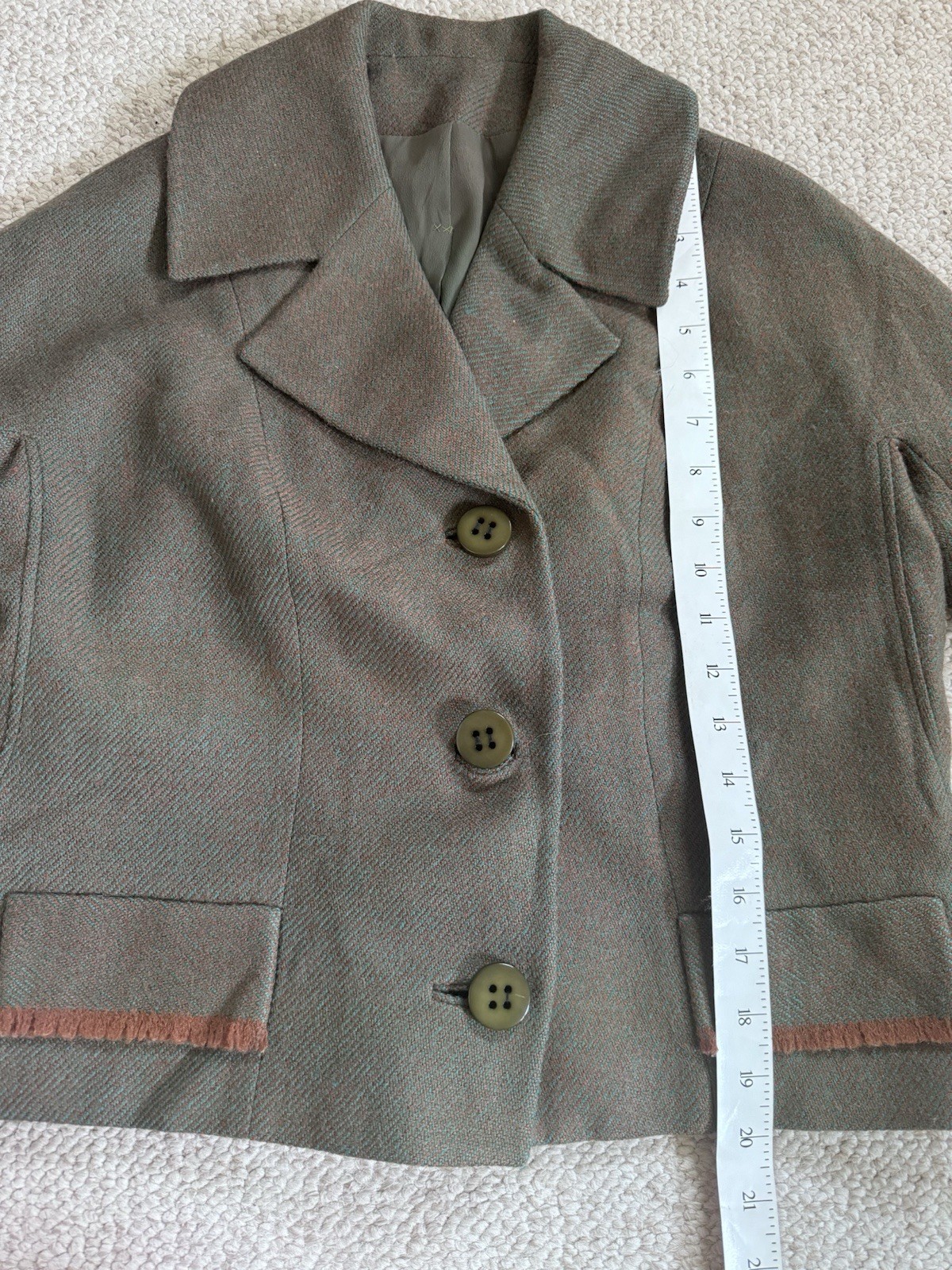 VTG 40s/50s Women’s Hyde Park Drum Tweed Jacket Back Bow Mid Century Retro Chic