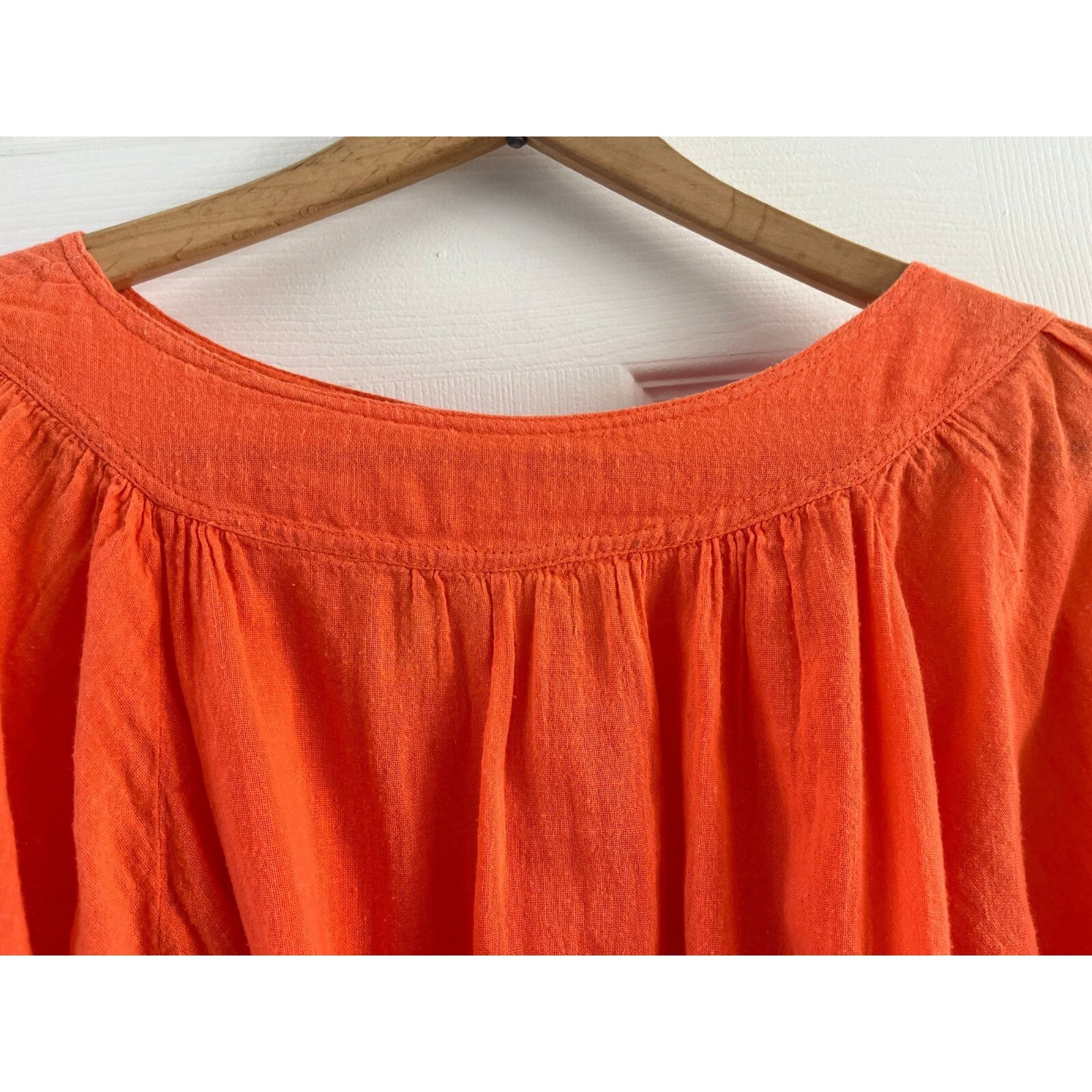 Vtg 1973 Orange Cotton Blouse Grecophilia Made In Greece 100% Greek Cotton