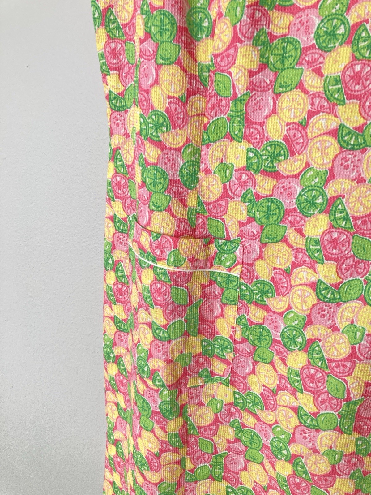 Vintage 90s Lilly Pulitzer Jucy Lucy Dress Size 12 Pink Green Yellow Citrus
