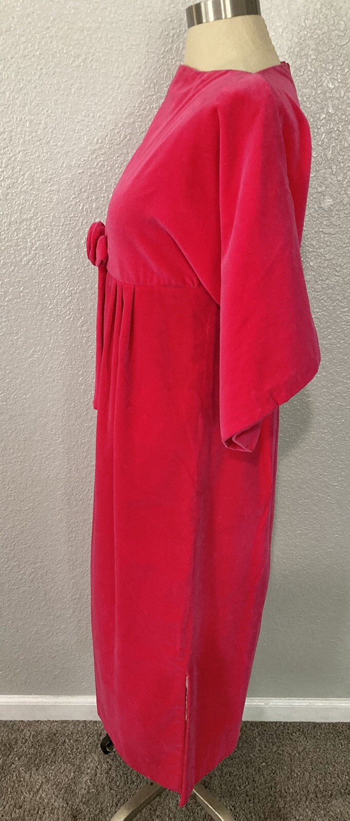 Vintage Timely Fashions More Chicago Pink Velvet Sabrina Neck Dress For Costume