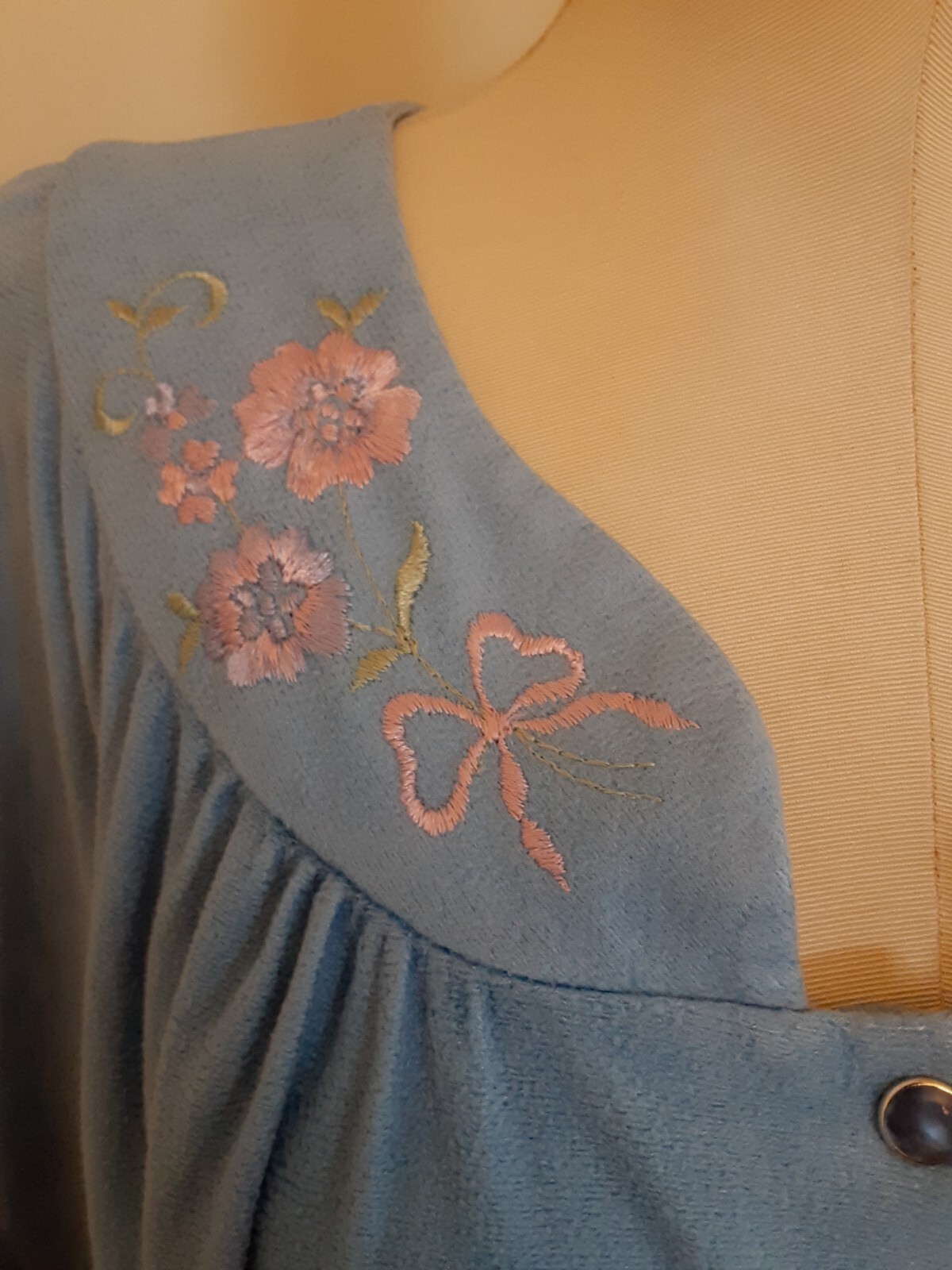 Vintage Dan Ellen Blue Nightgown Ribe House Dress Snap Closure Size 4X
