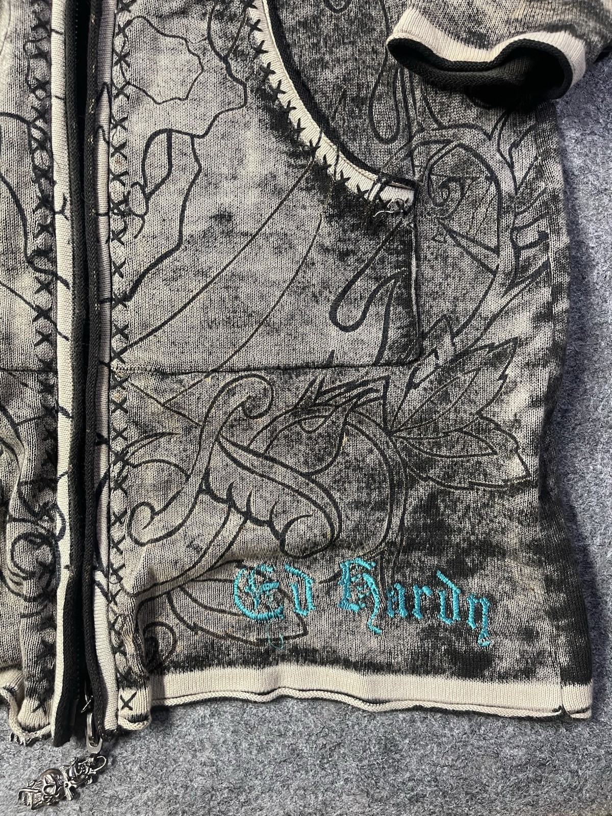 Vintage Y2K 2000s Ed Hardy hooded knit dress Size M please read description