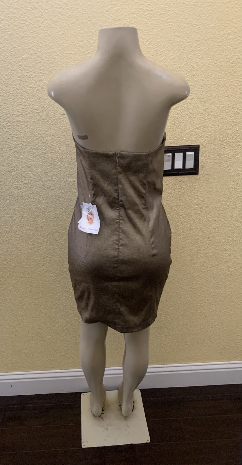 VTG NWT Mint Jessica McClintock Size 12 Golden Color Strapless Mini Dress