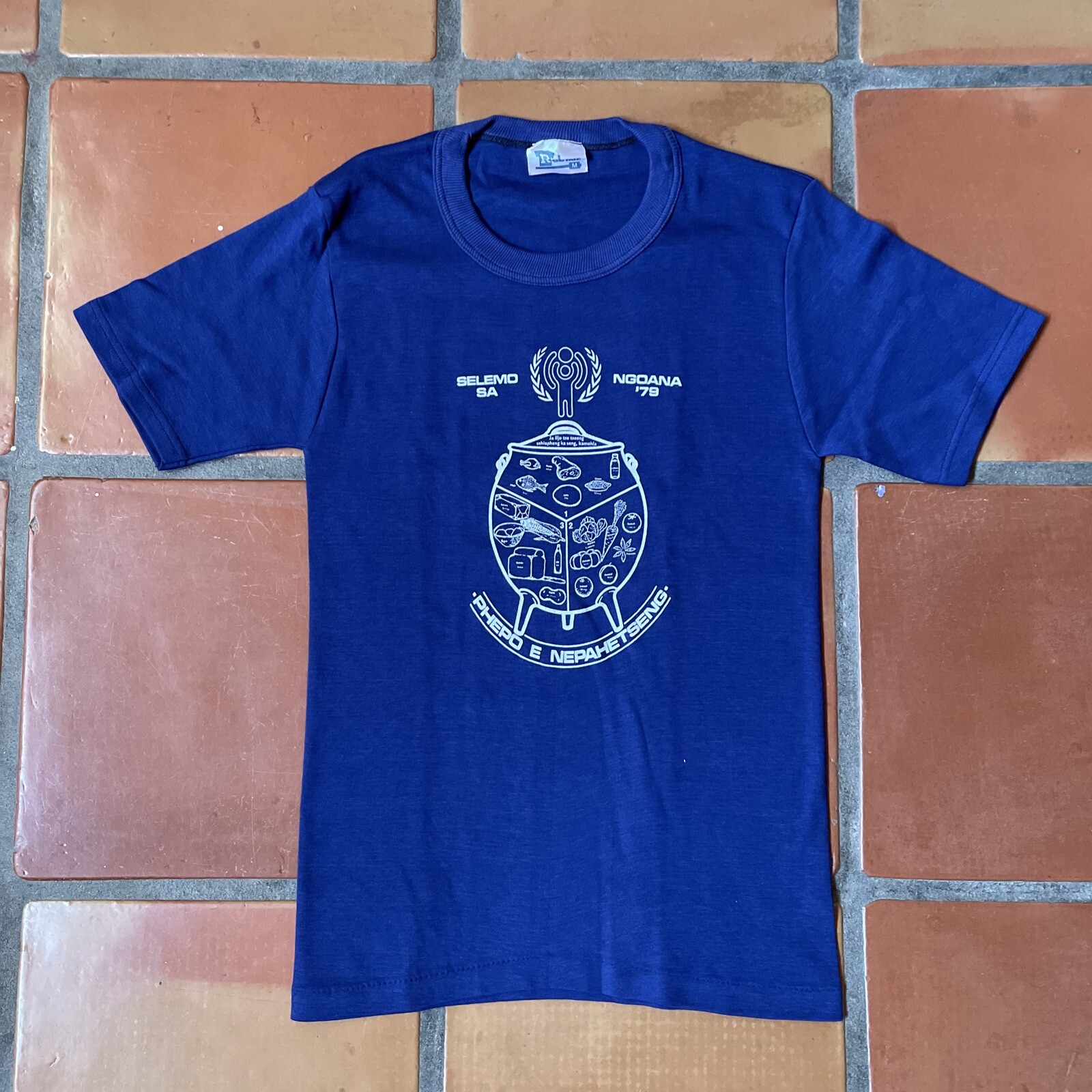 Vintage Rabmic Women’s M Blue T-Shirt Lesotho South Africa 1979 Selemo Ngoana