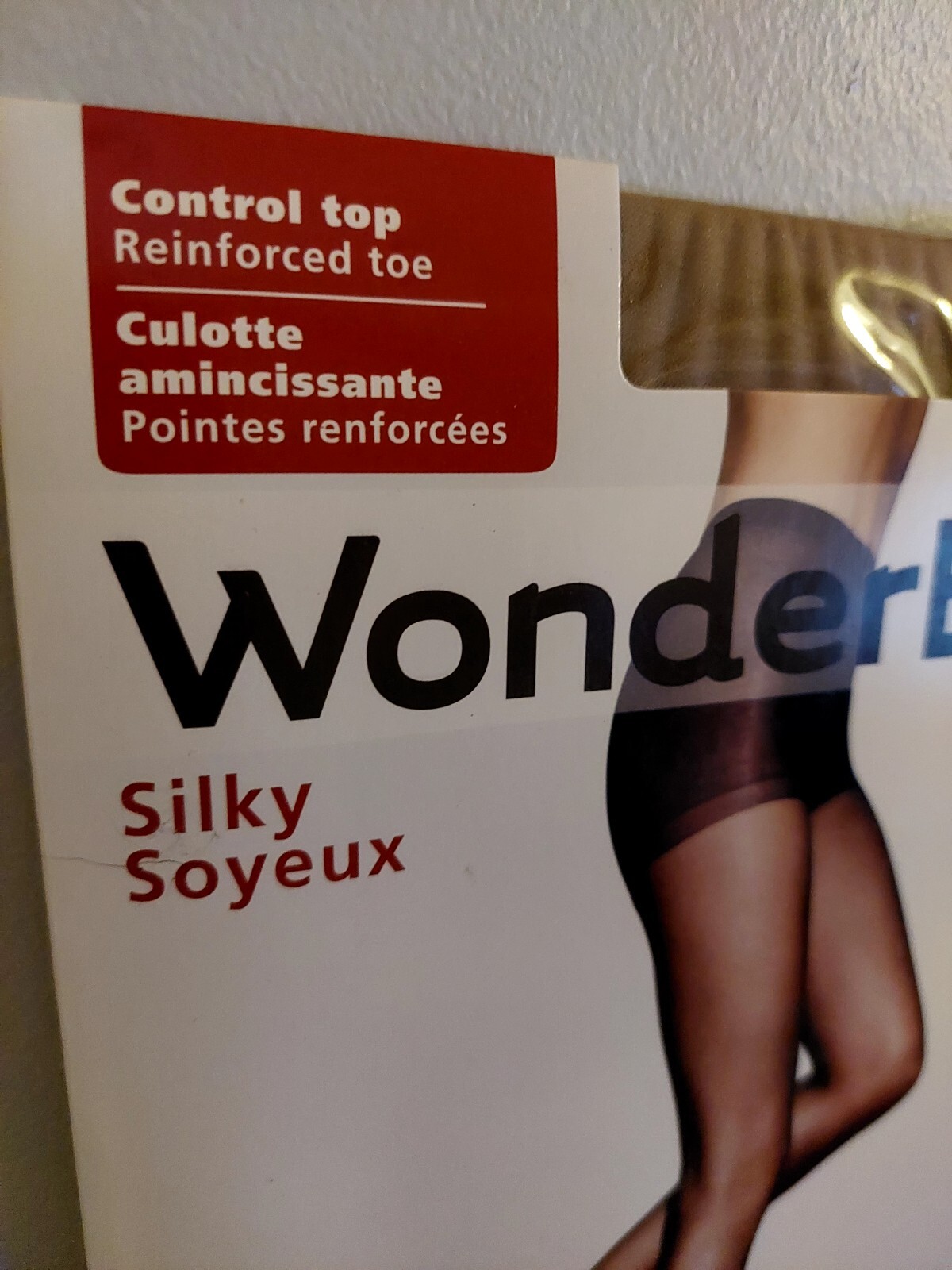 Vintage Pantyhose Wonderbra Silky Control Top Color Almond size B BDR2