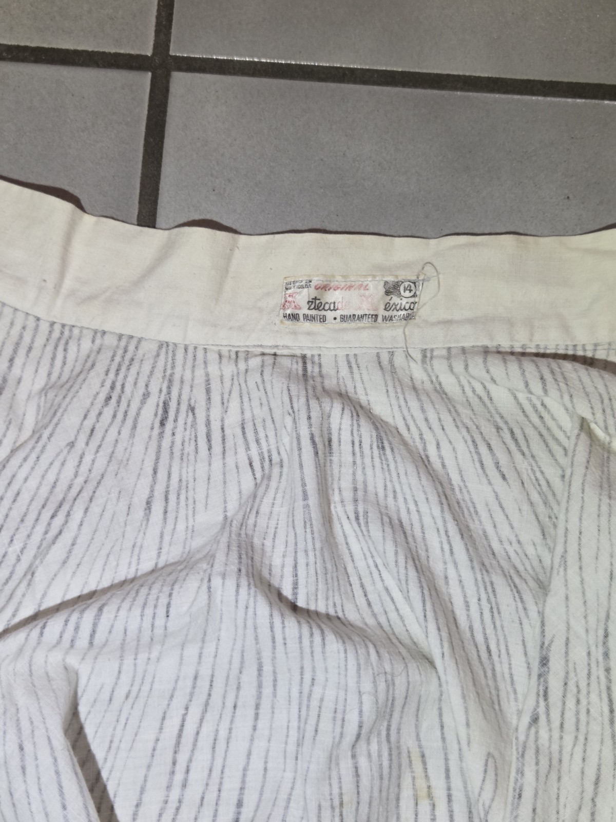 Vintage 50s Azteca De Mexico Hand Painted Circle Skirt Sz XS/S Pocket Stain