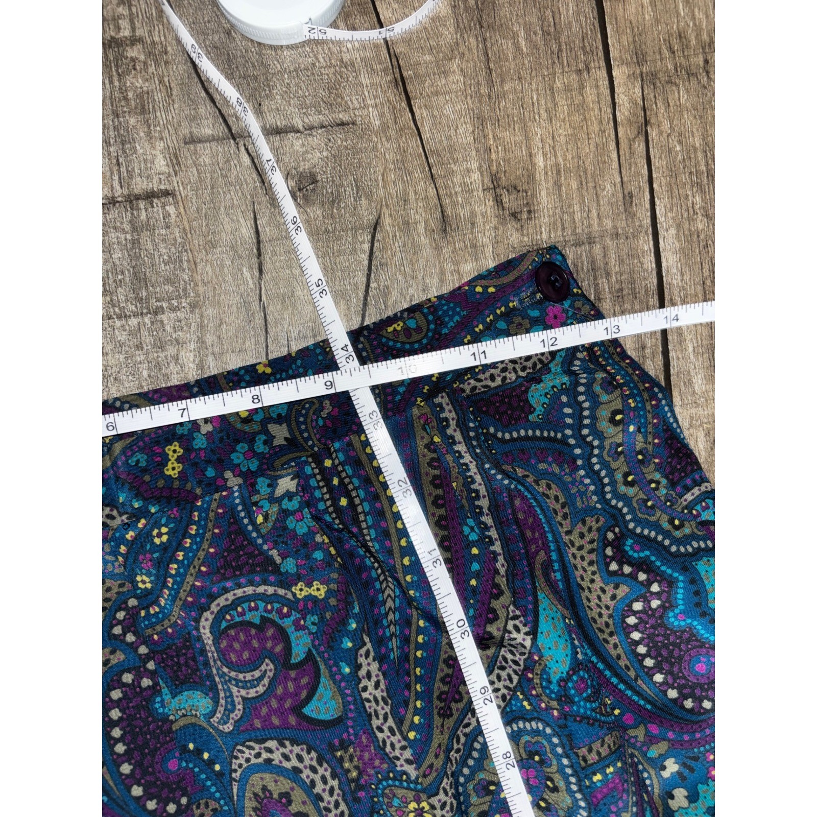 Vintage Weathervane Paisley Midi Skirt Blue Purple Made in USA Size 6