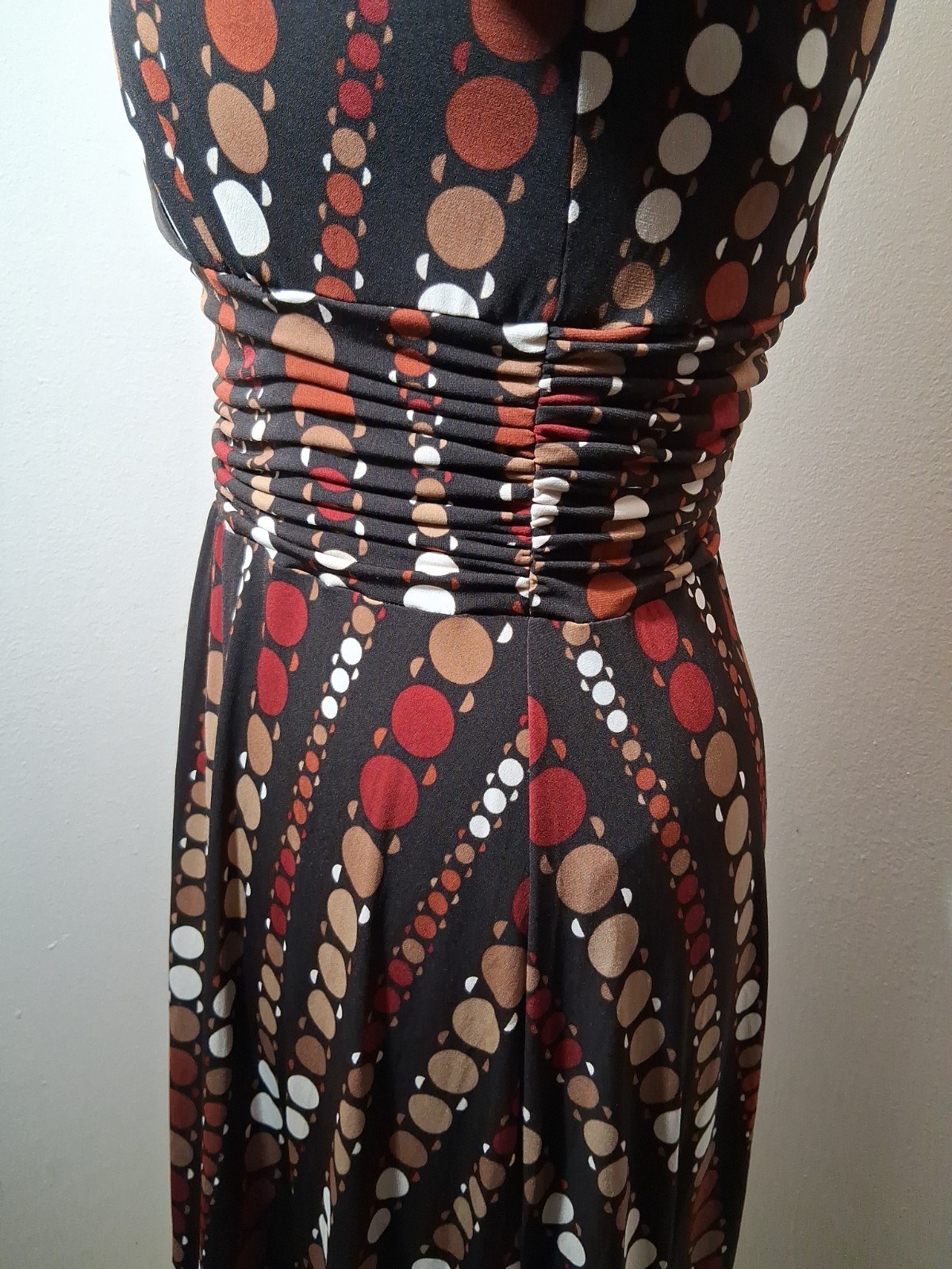 Studio I Brown Dot Print Wrap Dress 3/4 Sleeve Size 16 Reto Y2K 70’s Inspired