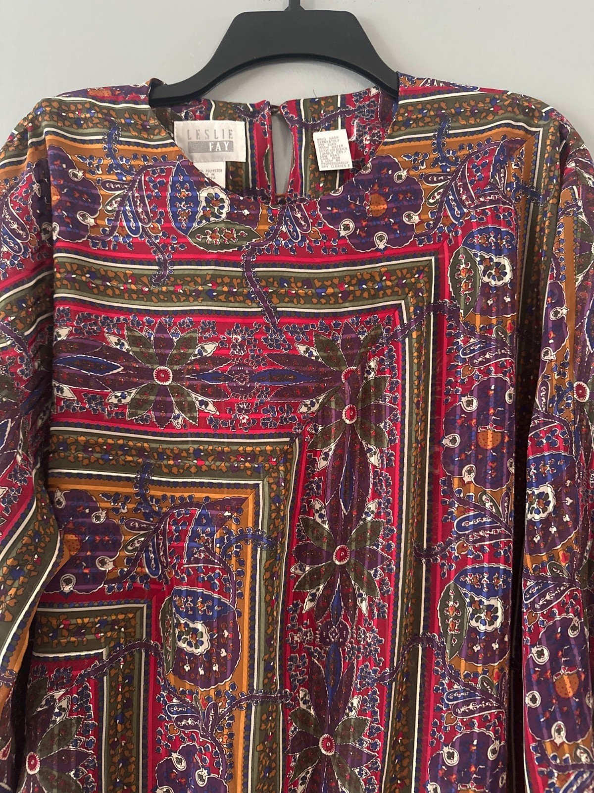 Vintage Leslie Fay Women’s 12 Resort Skirt Set Paisley Cruise Vacation Glam