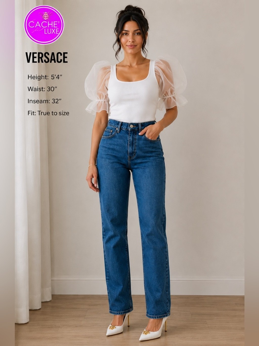 Versace Jeans Couture Medium Wash Relaxed High Waist Jeans 32| 46