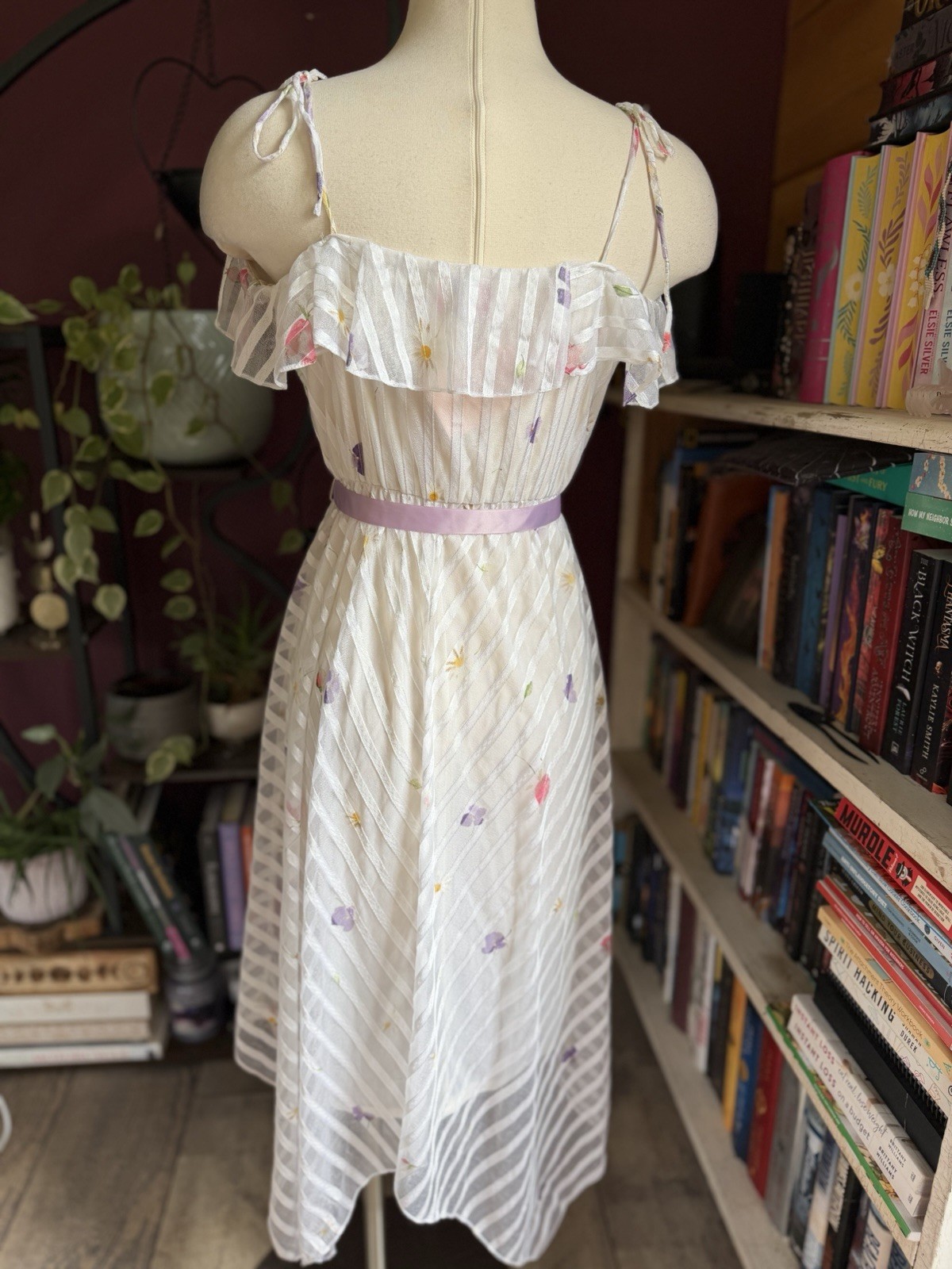Vintage 70’s Spring Garden Fairy Dress Pink Purple Small Medium Erika’s Place