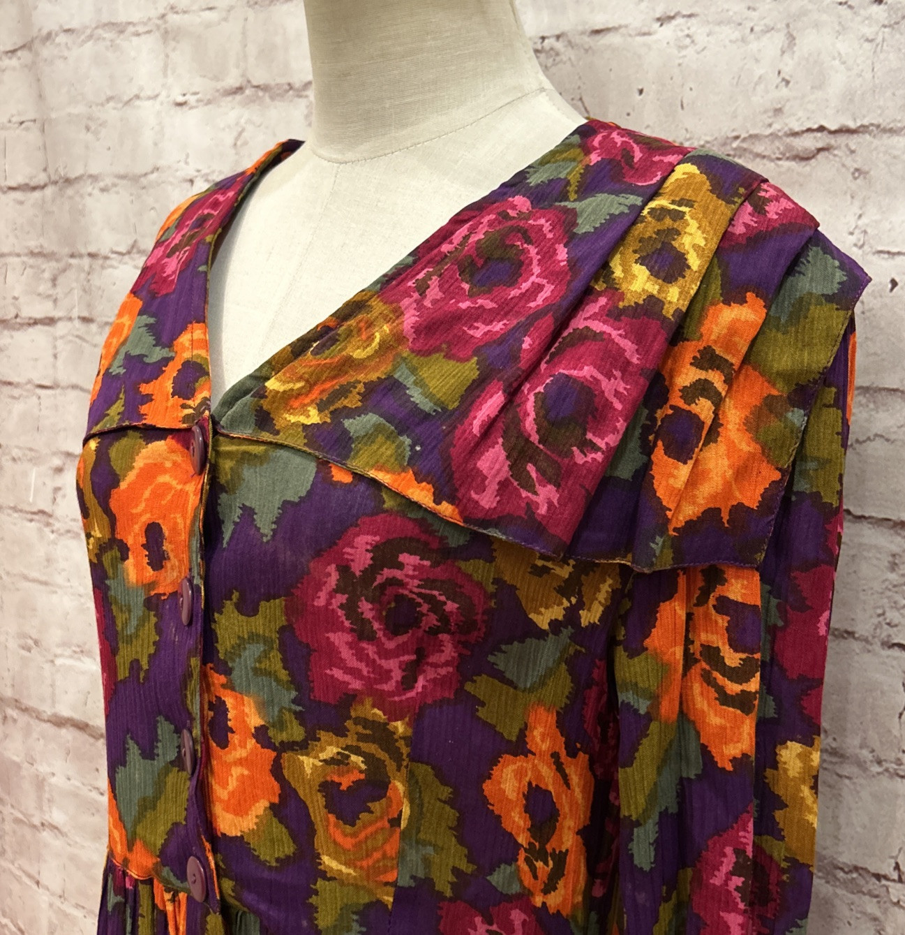 Vintage PASSPORTS OF PIER 1 IMPORTS Womens Dress S Cottage Core Floral 90’s