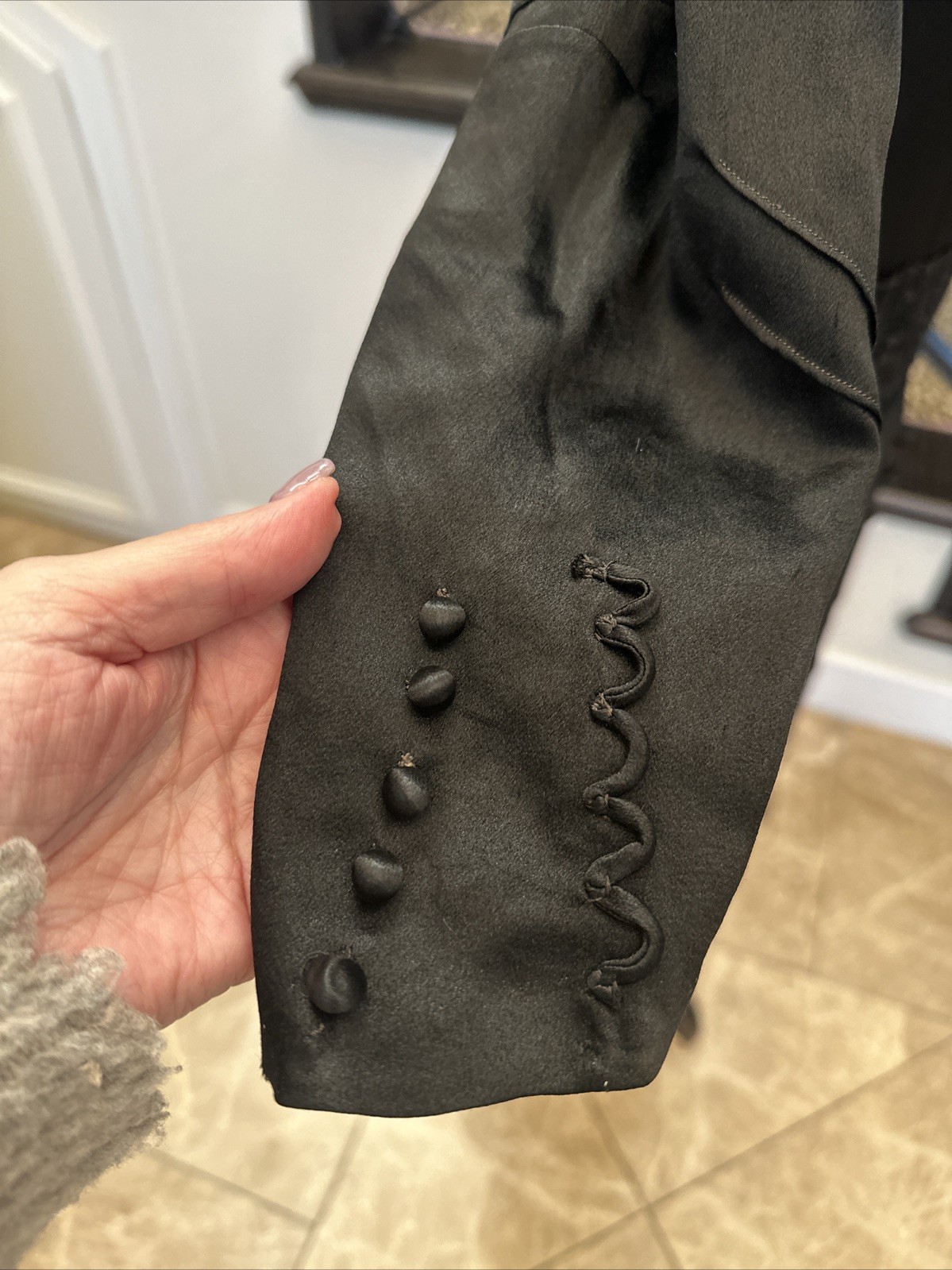Vintage 1920s Black Satin Tiered Drop Waist Pussy Bow Lace & Embroidered Dress