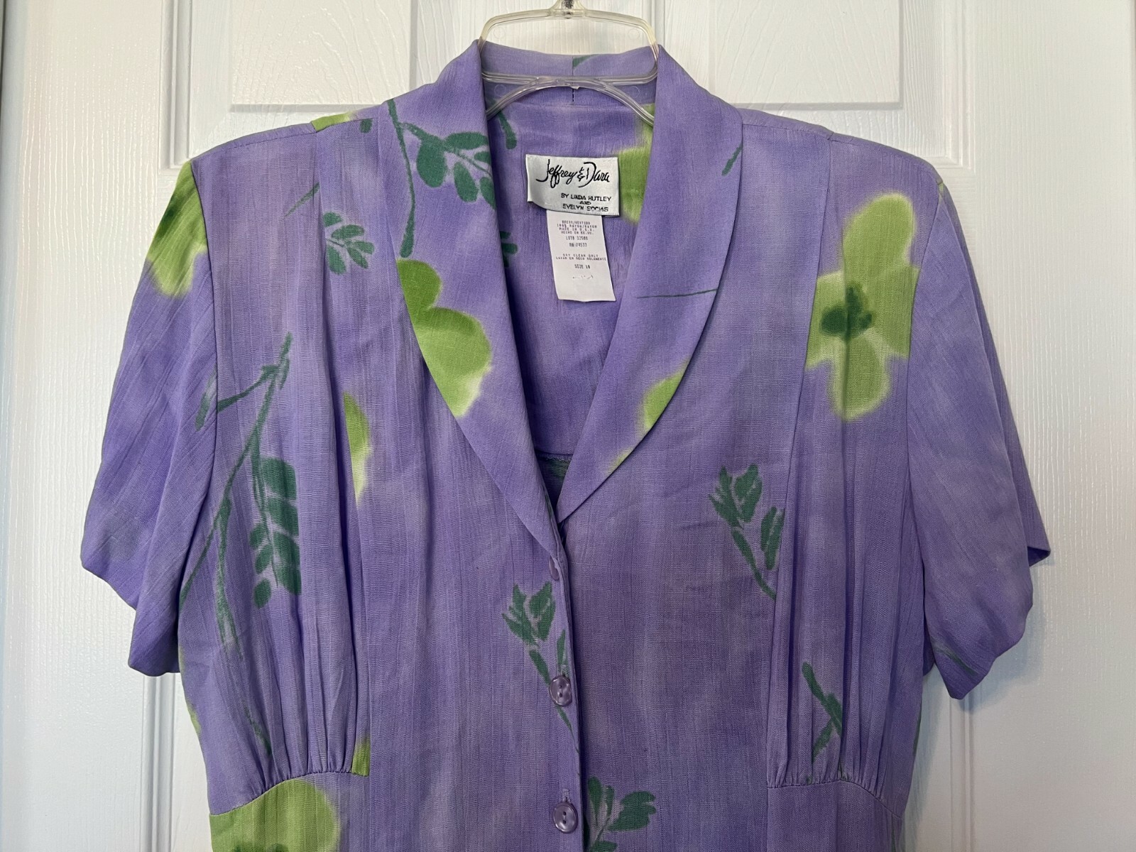 Jeffery & Dara Vintage Lavender Floral Short Sleeve Long Dress Sz 10