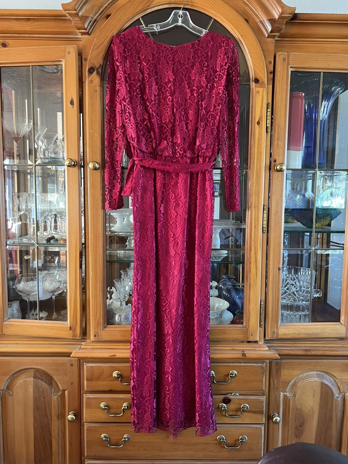 Vintage Mister Jay Burgundy Lace Overlay Lined Dress Gown Size 12