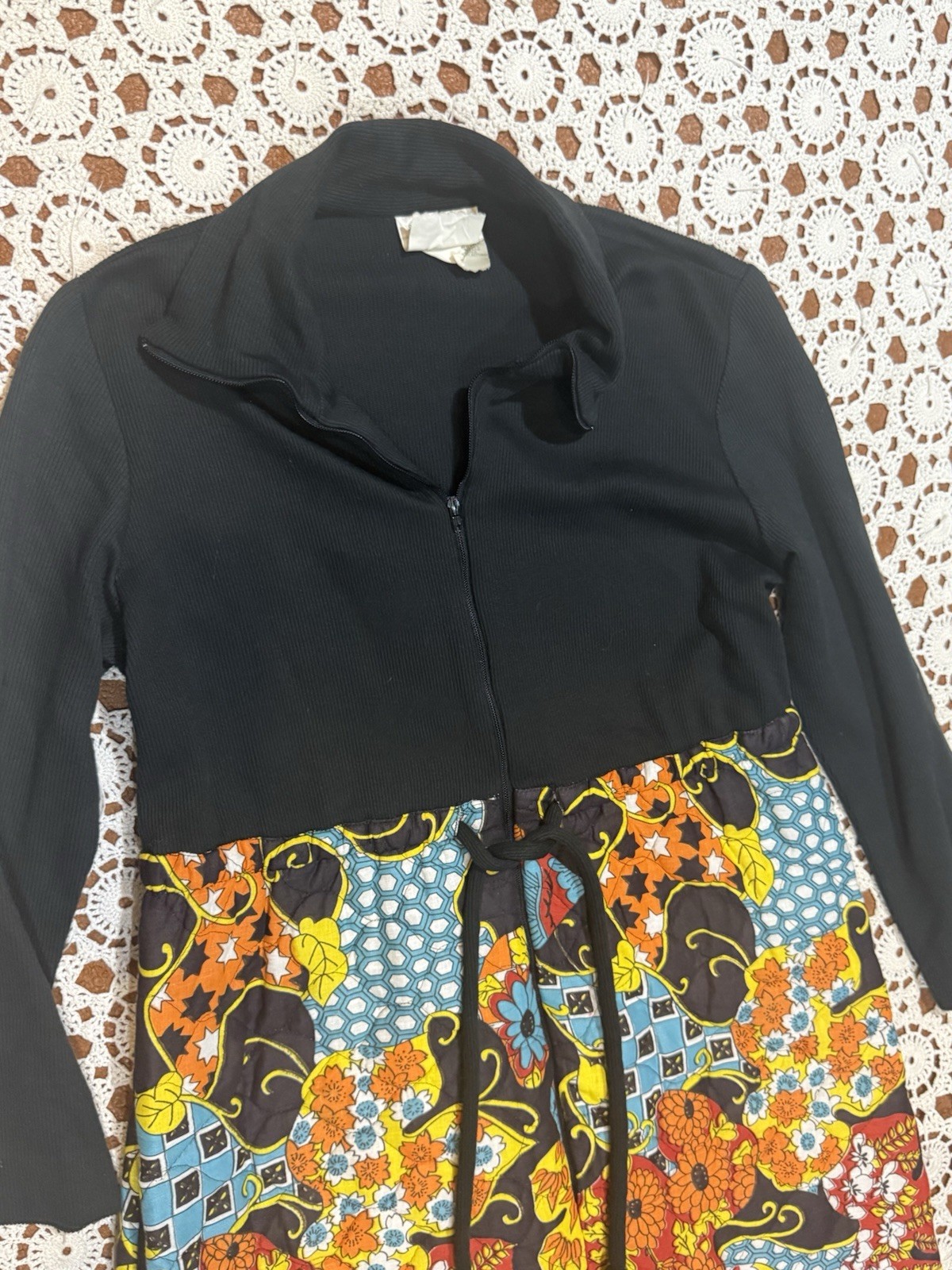 Vintage 60s 70s long sleeve hostess maxi dress Floral Go Go Hippie Boho As Is