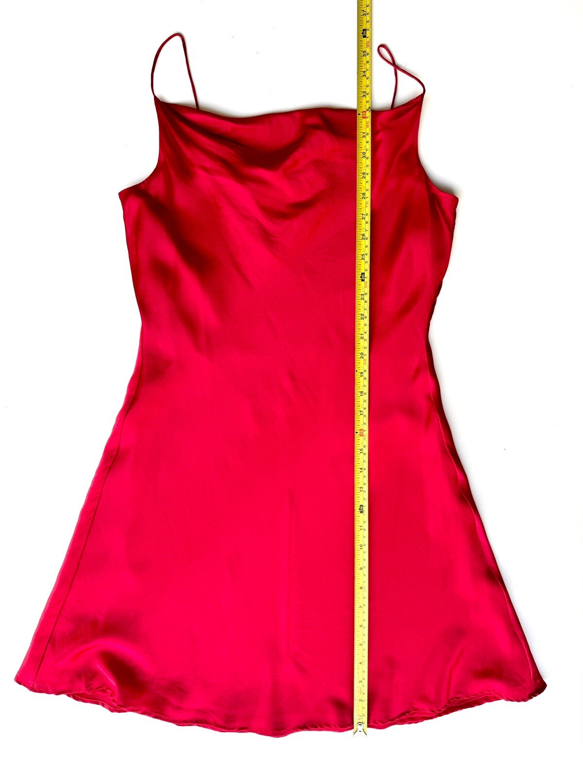 Spenser Jeremy Vintage Sexy Red Mini Bias Cut Silk Slip Dress Size Medium/10