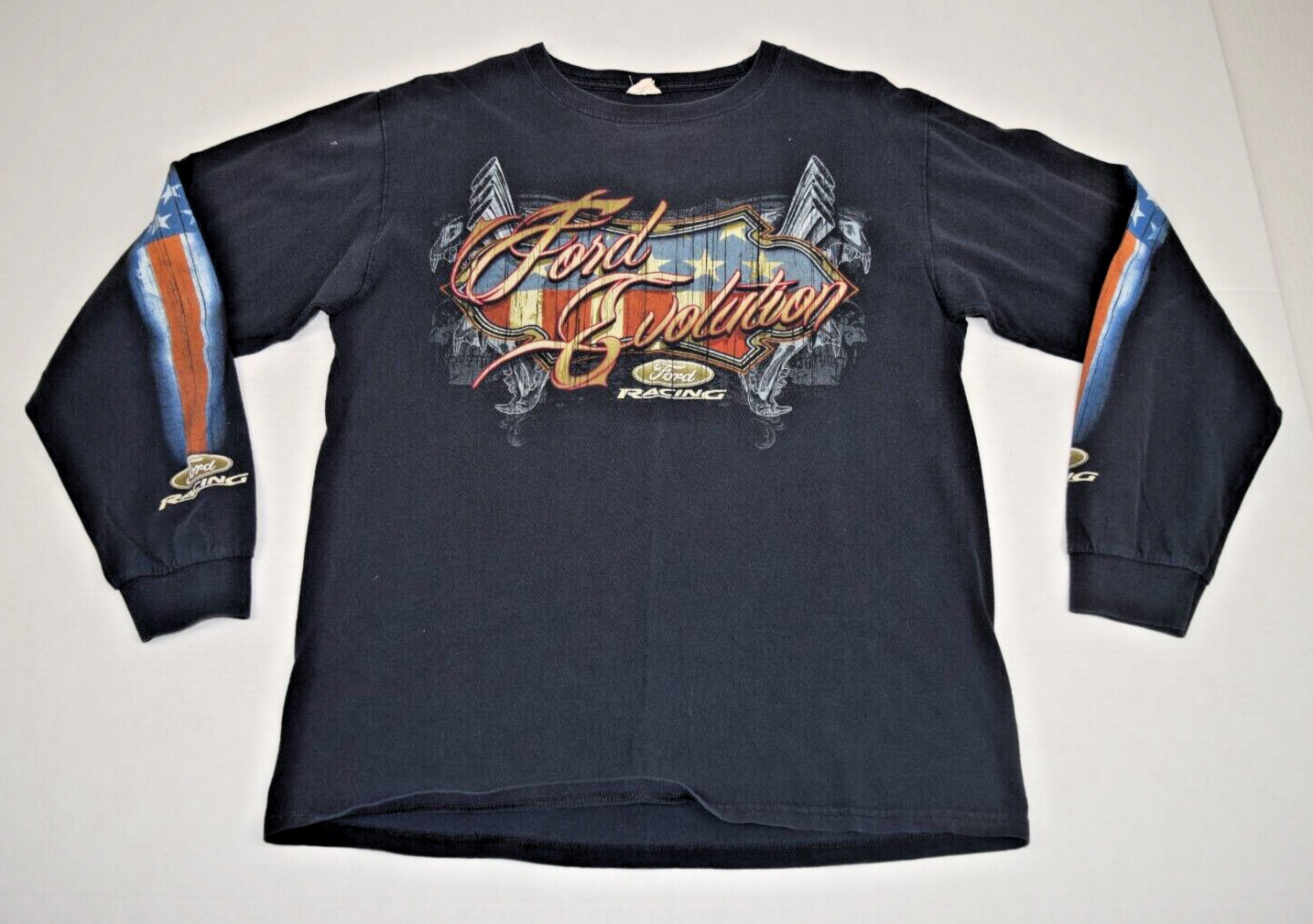 Vintage Long Sleeve T-Shirt Anvil Size M 90s Black Ford Racing Evolve or Perish