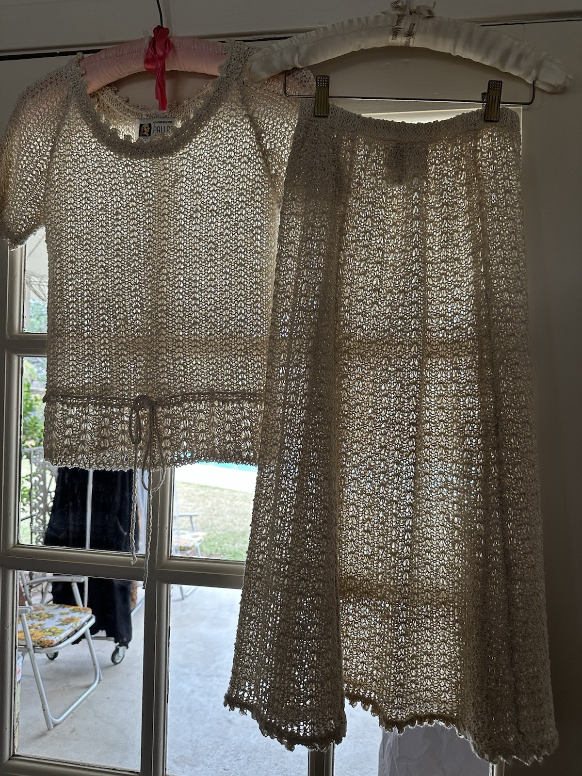 1970s A Pallas Original Hand Loomed Irish Linen Knit [Dress/Skirt/Set] Boho VTG