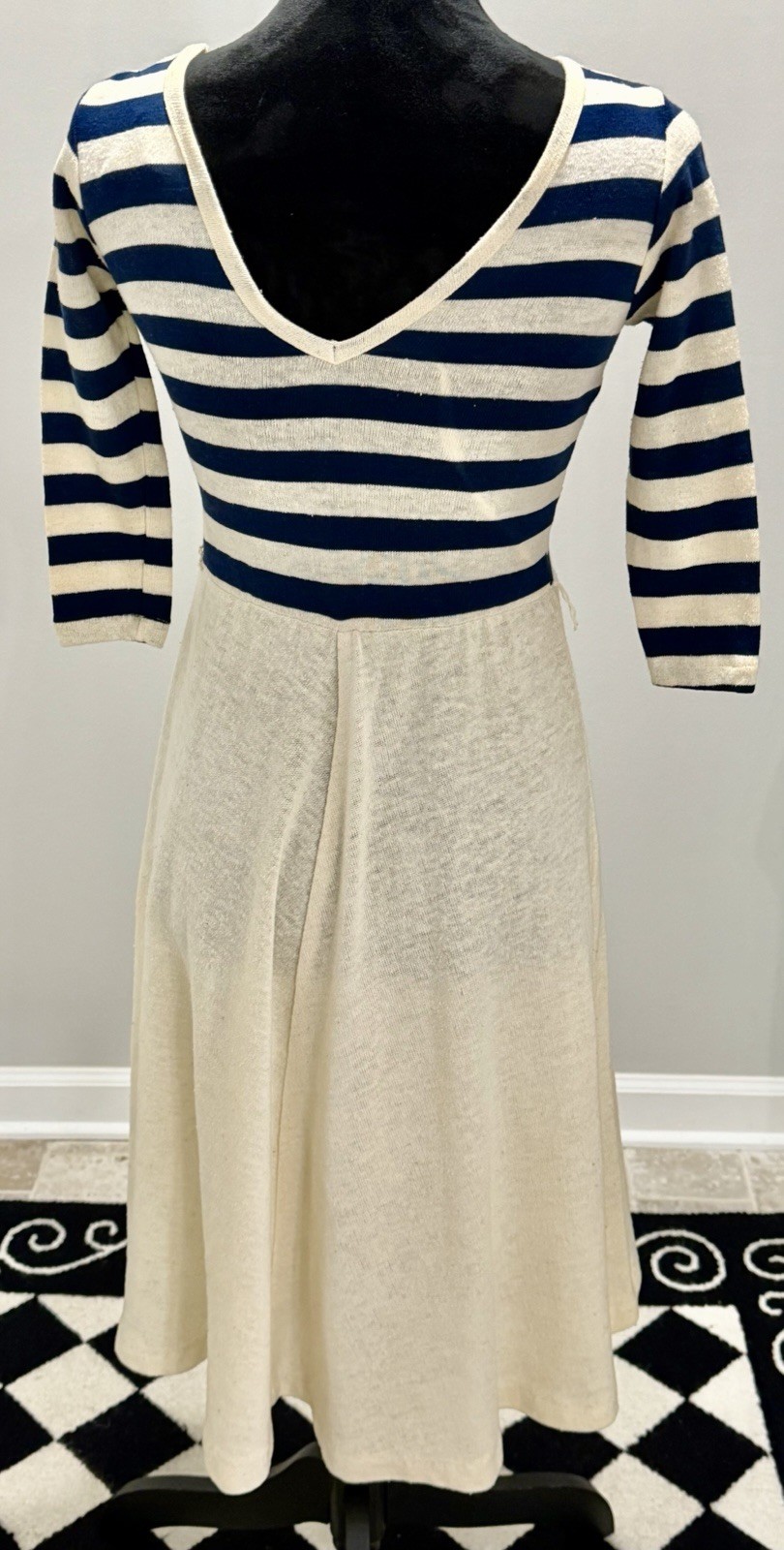 2 Vintage 1970s Women’s Navy & White/Off White Dresses
