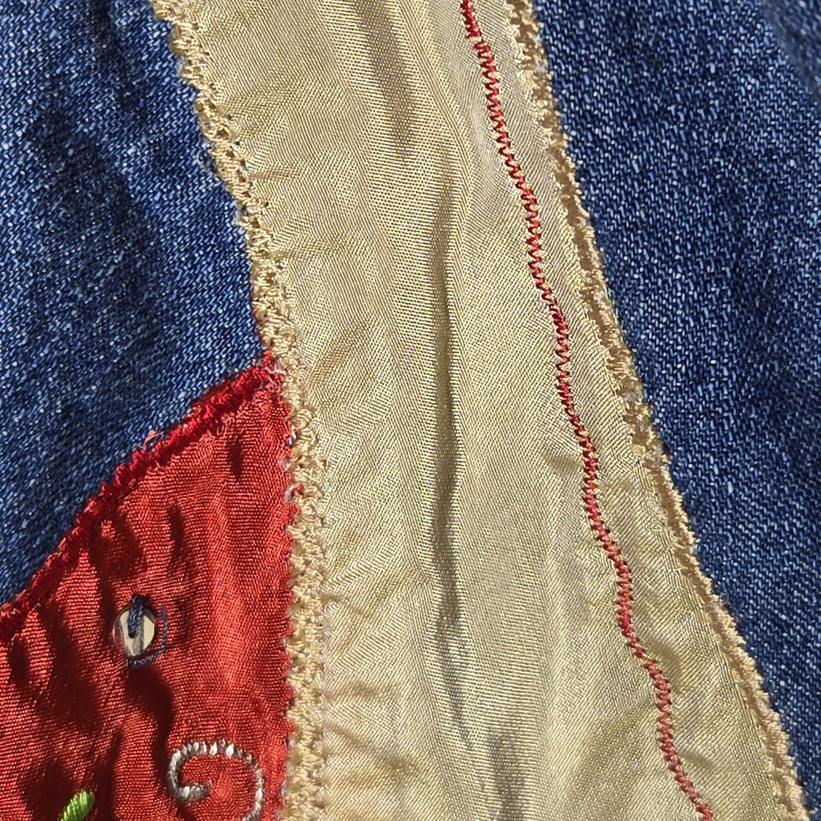 Bleu Bayou Womens Grannycore Jacket Casual Denim Jacket Coat Patchwork Size XL