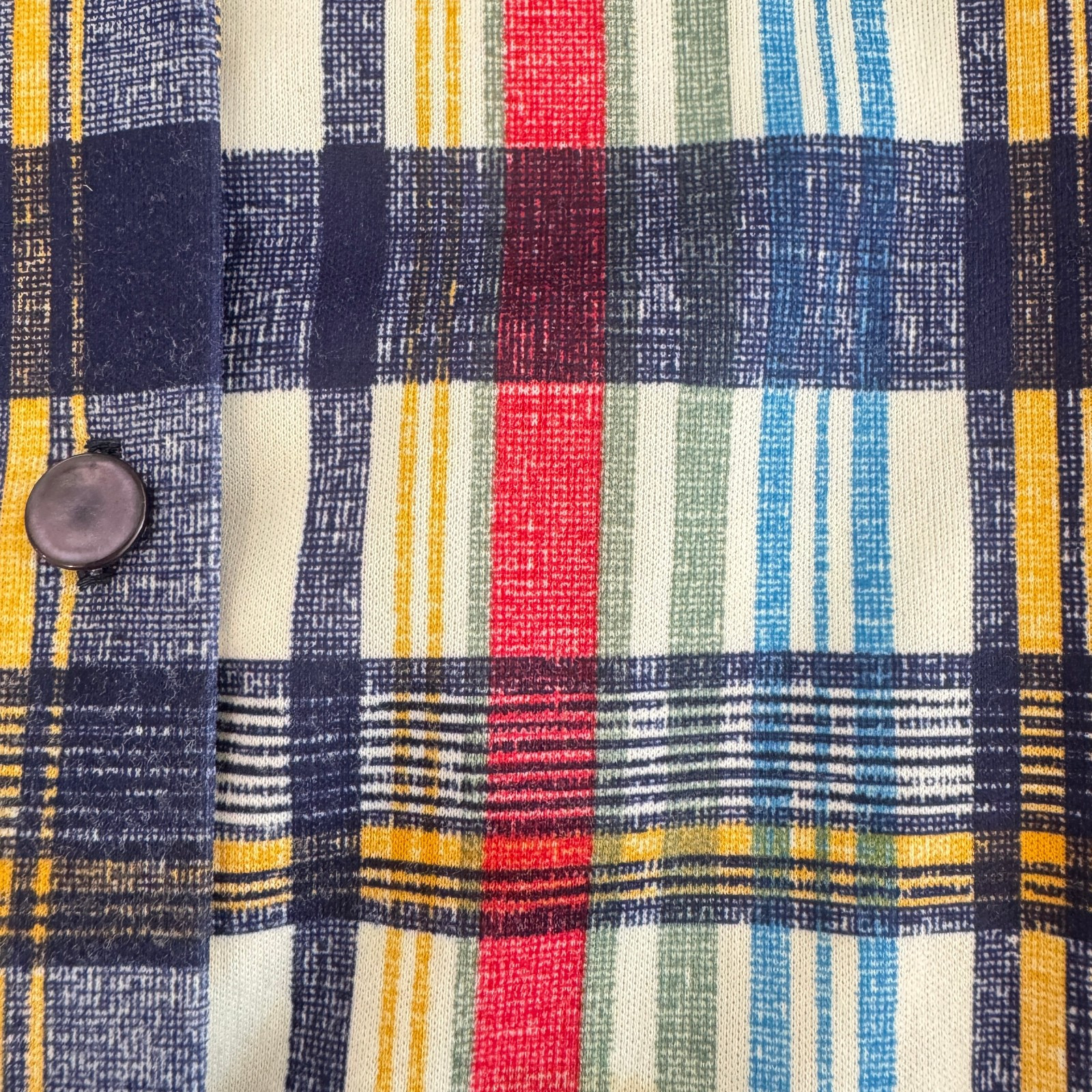 Vintage 70s Lady Graff Plaid Shirt Womens M Blue Red Button Front Retro Top Mod