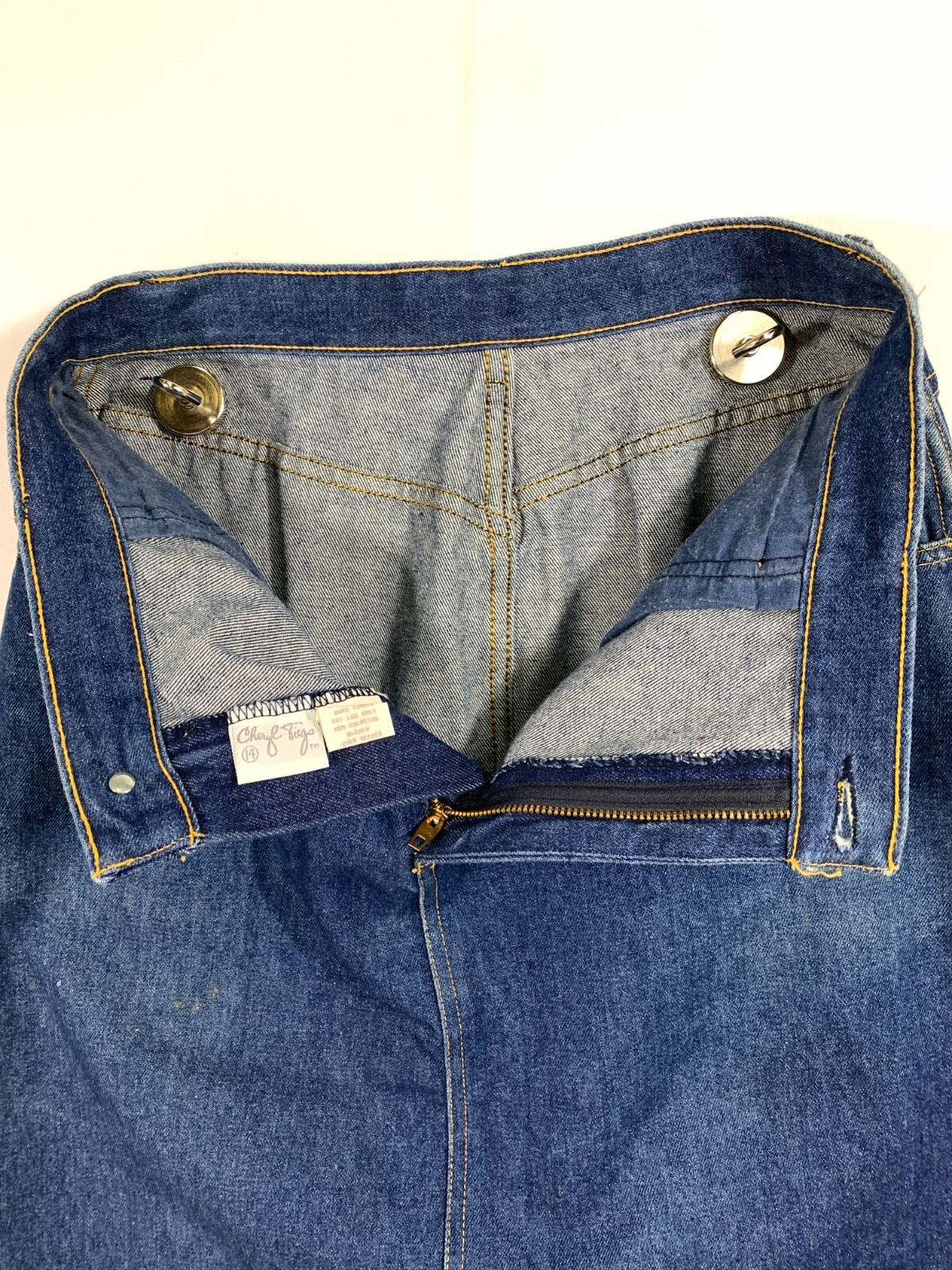 Vintage 80s CHERYL TIEGS Jeans Denim Midi Skirt Missy 14 (28″ Waist)