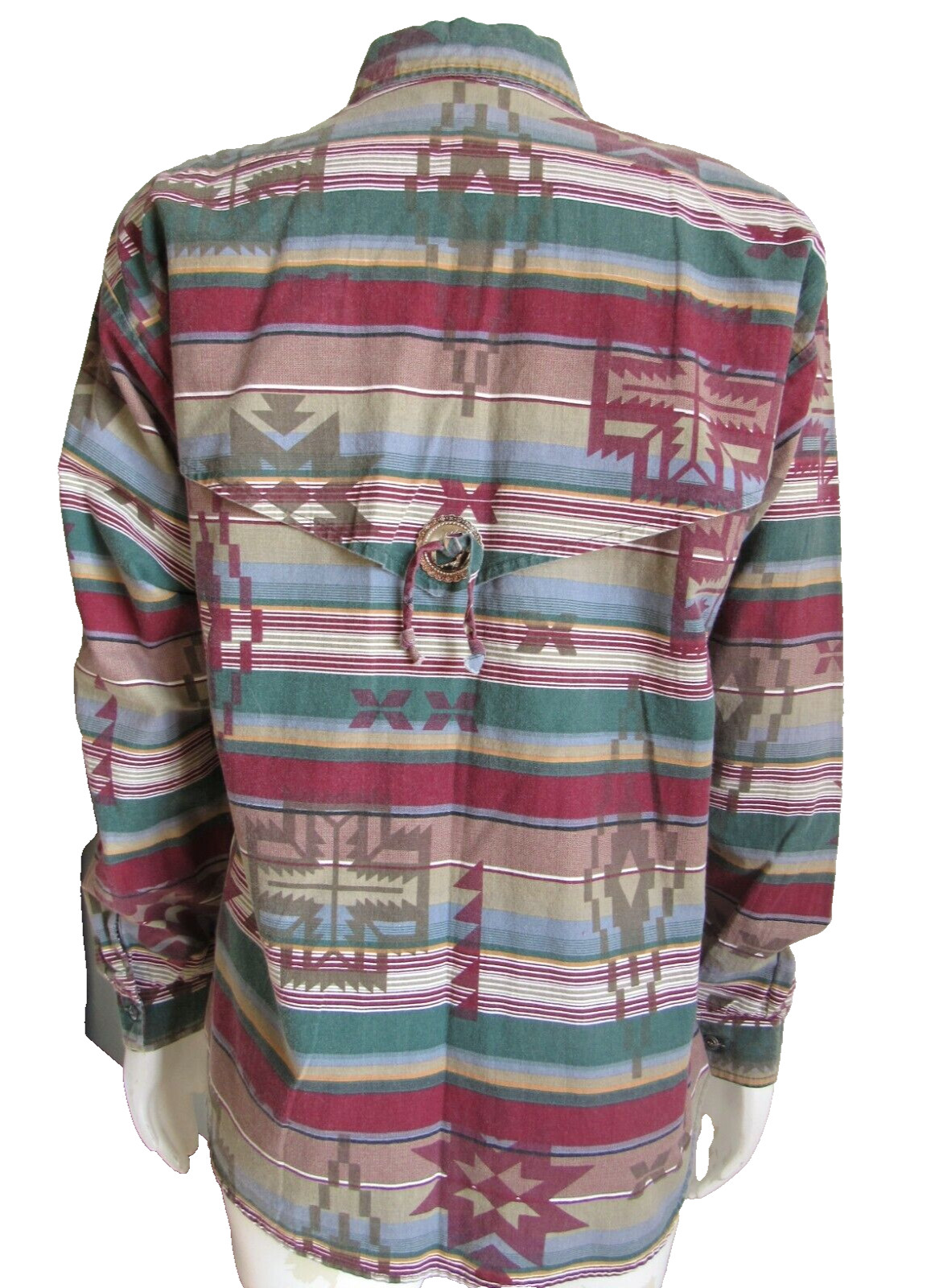 Vint Women’s L Roper Western Southwest Aztec Button up Medalion Shirt USA Cowboy