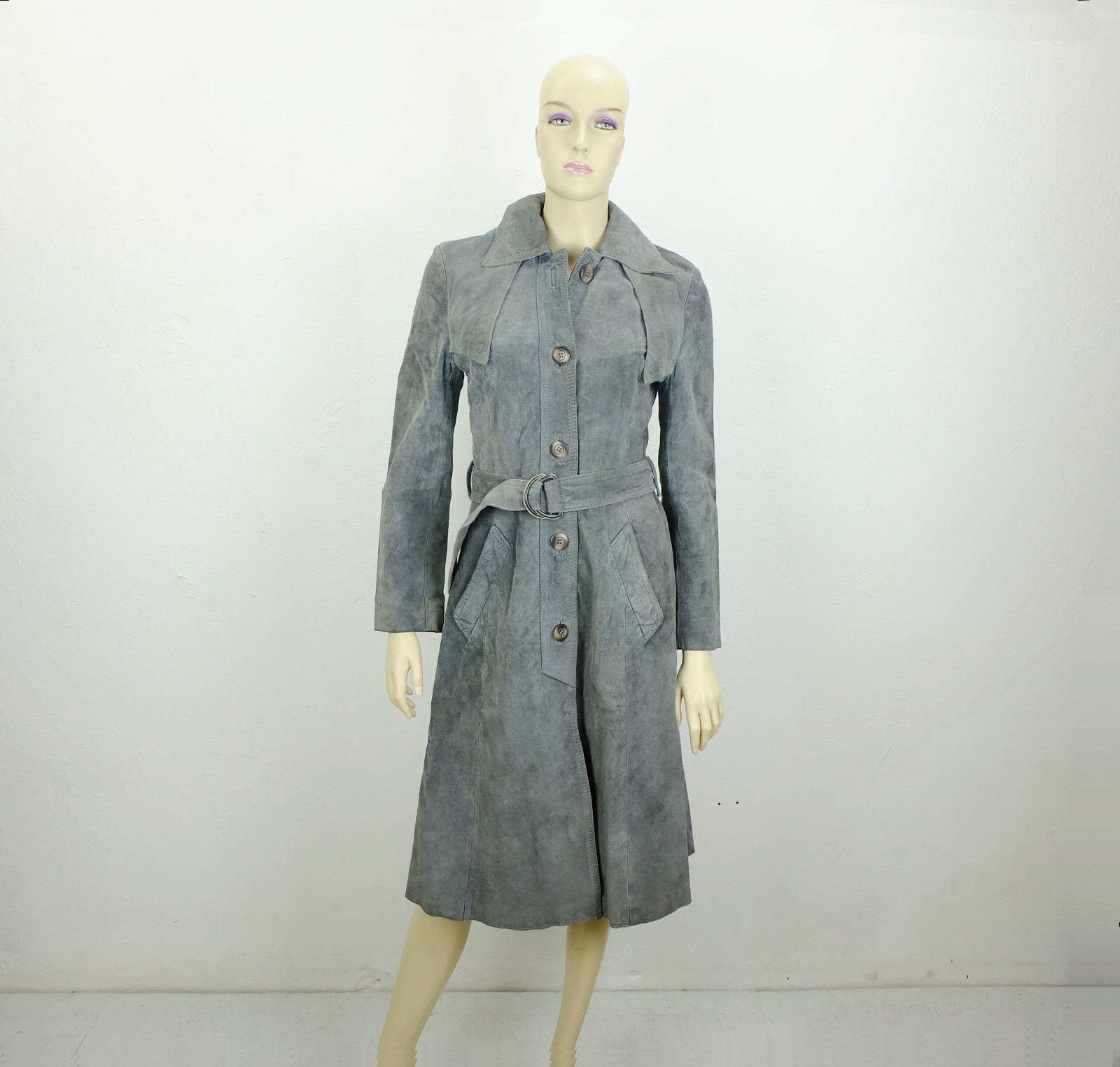 true vintage suede coat size 36 suede coat gray 1970s
