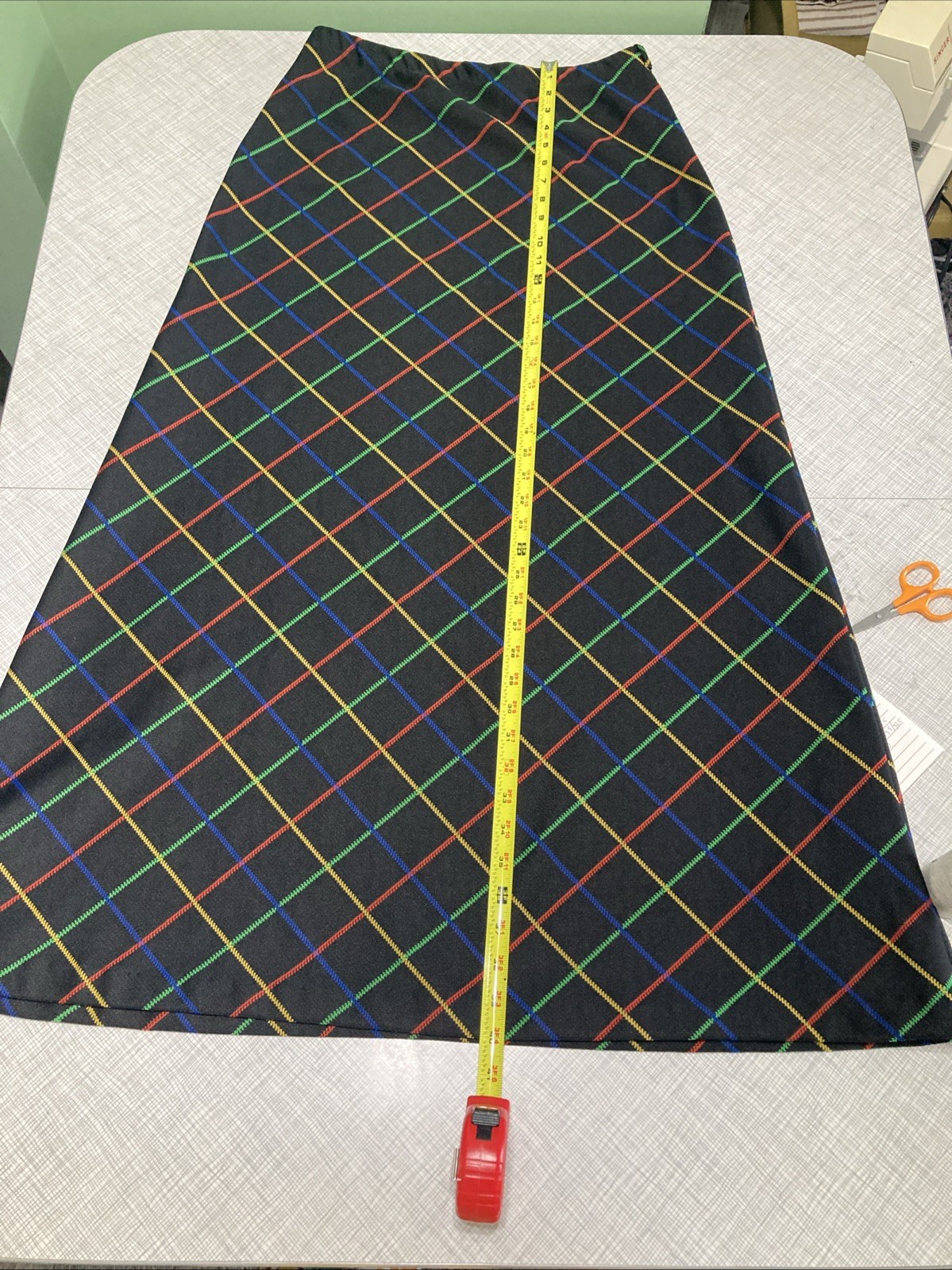 Vtg 70s rrrruss Russ Togs Rainbow Windowpane Plaid Maxi Skirt Black EUC 7020