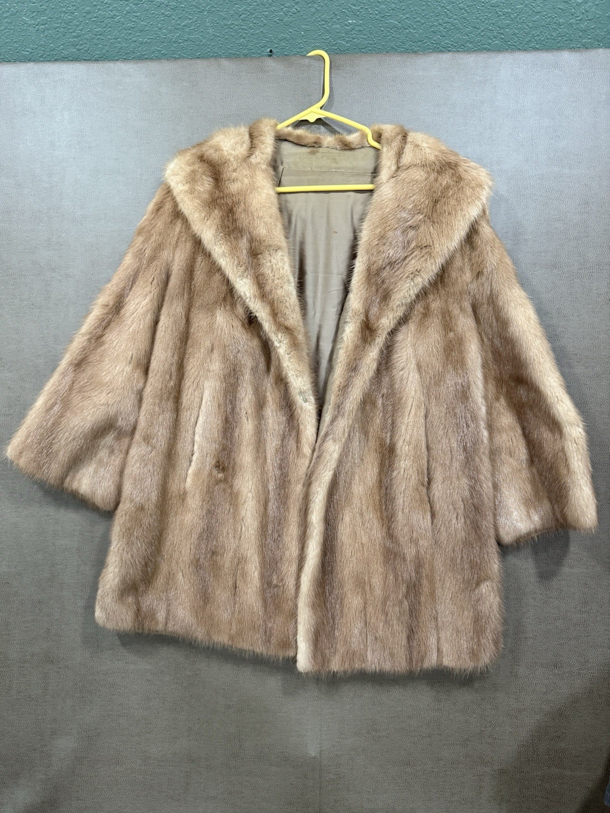 Vintage Genuine Fur Coat Honey Tan Shawl Collar Luxury Mink Style Jacket Women’s