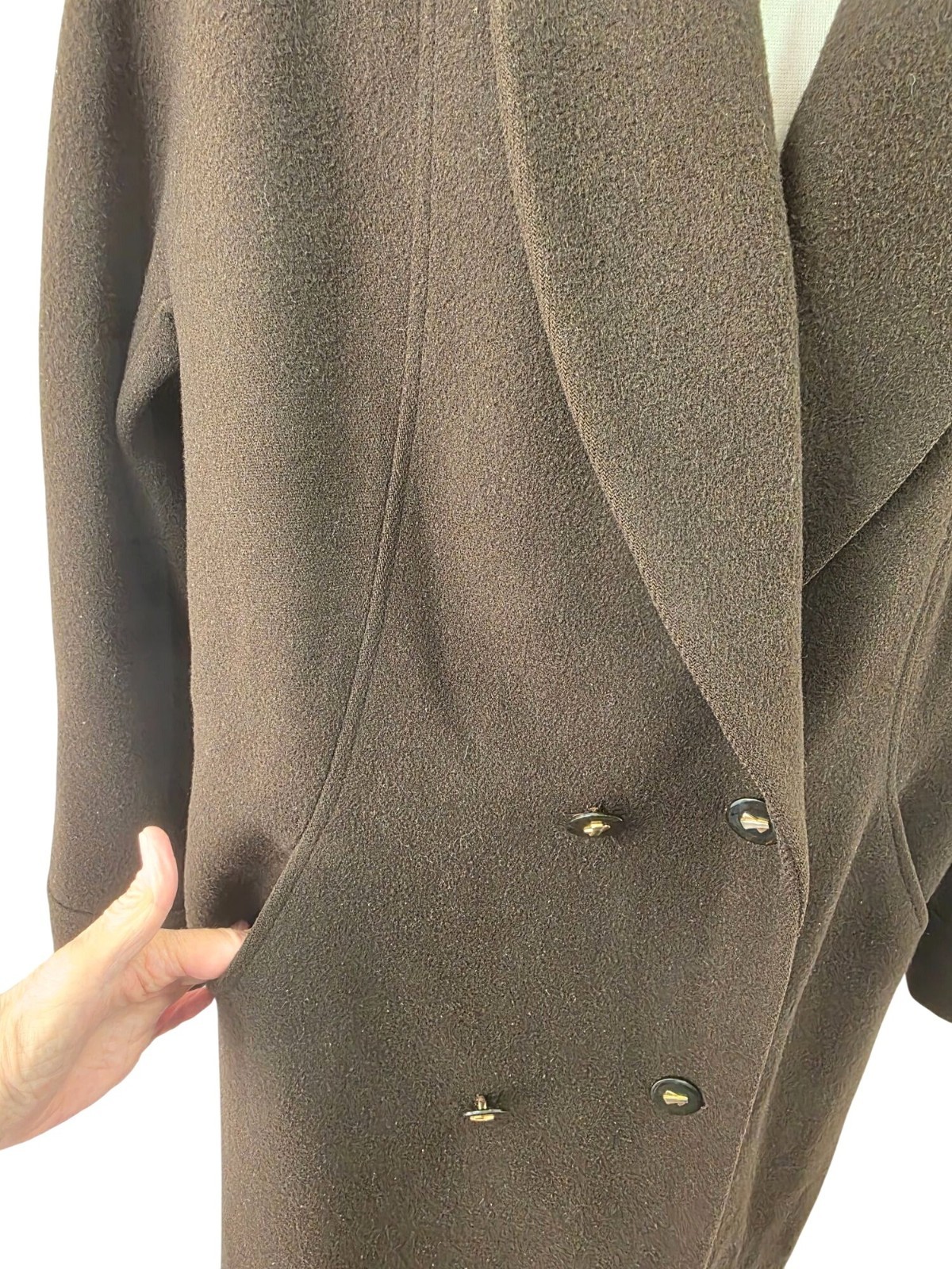 Donnybrook 80s Wool Coat Sz 10 Brown Animal Print Collar AS IS Costume Piece VTG