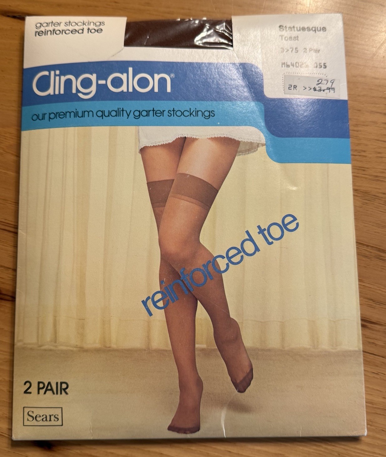 Sears Cling Alon Garter Stockings Nylon Toast Statuesque 2 Pair Pack NEW